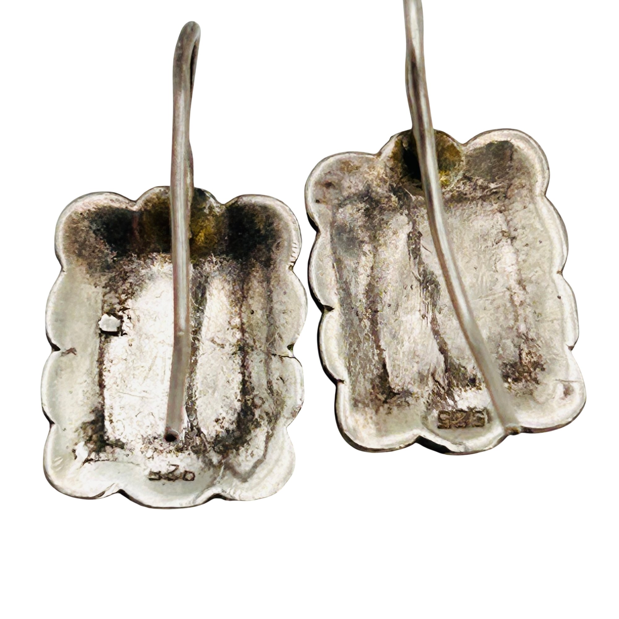 Southwest Sterling Stamped Onyx Earrings