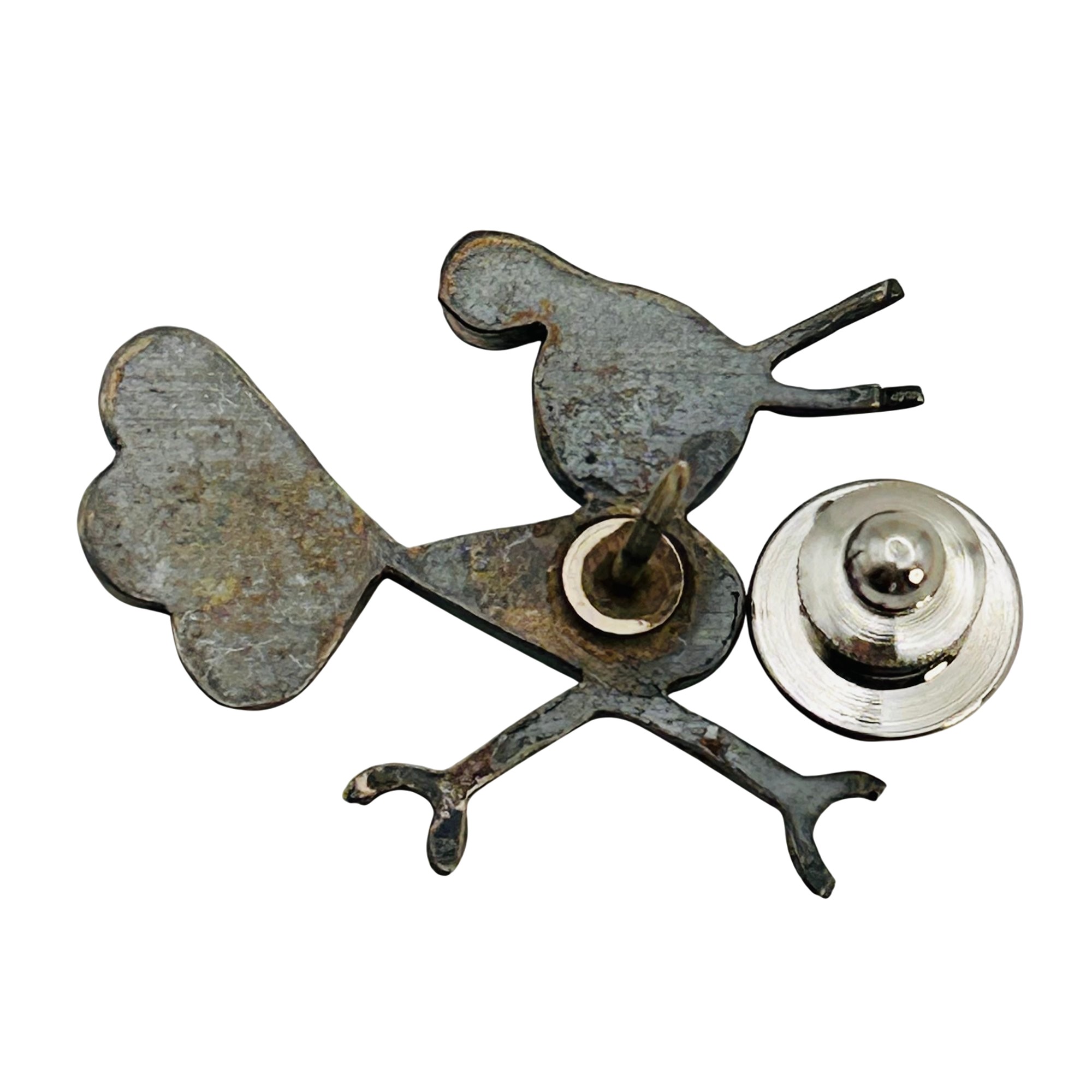 Zuni Sterling Inlay Stone Roadrunner Pin
