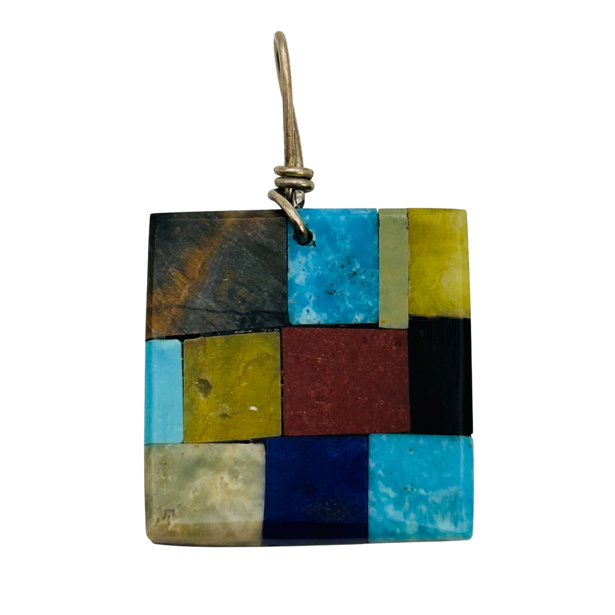Signed Santo Domingo Sterling Mosaic Pendant