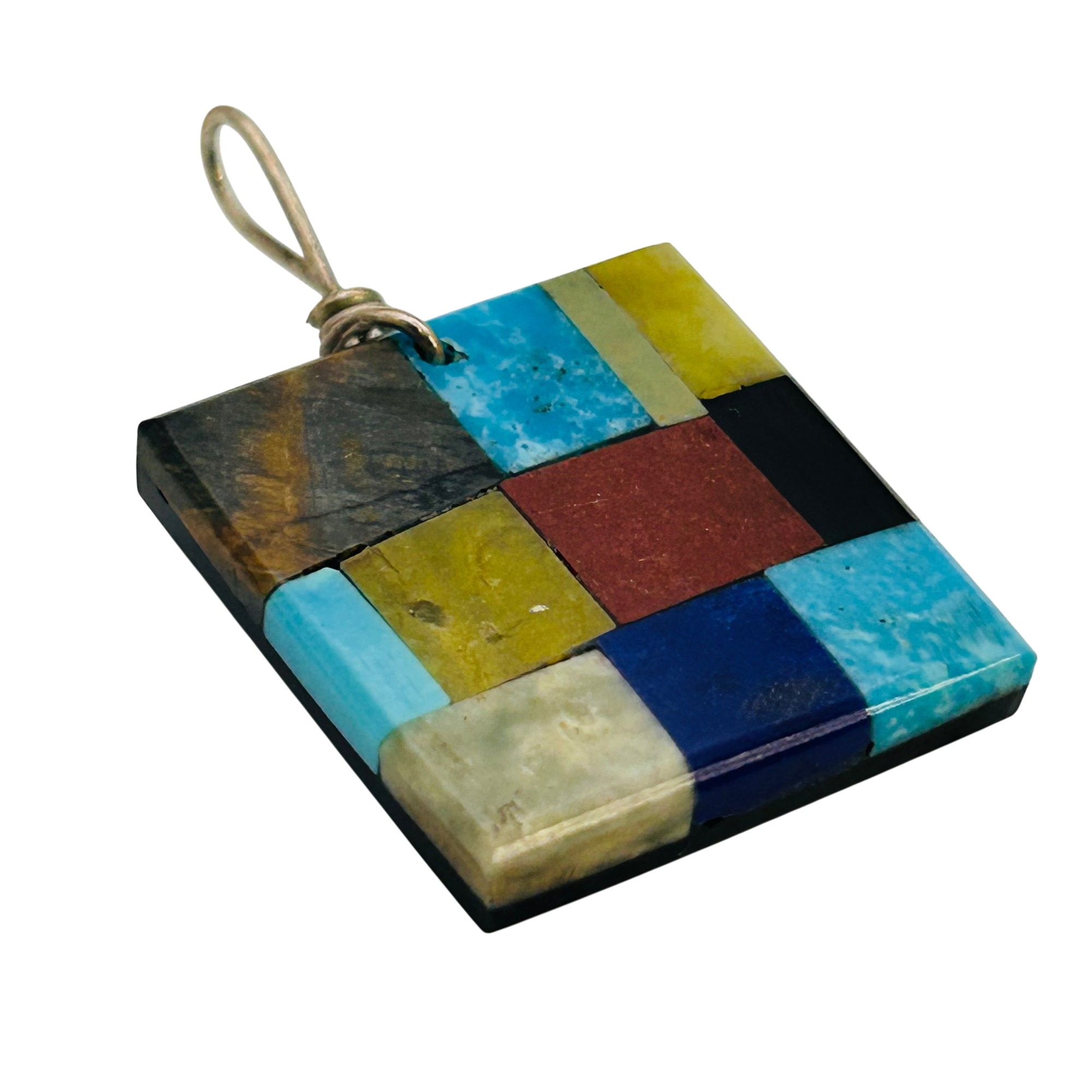 Signed Santo Domingo Sterling Mosaic Pendant