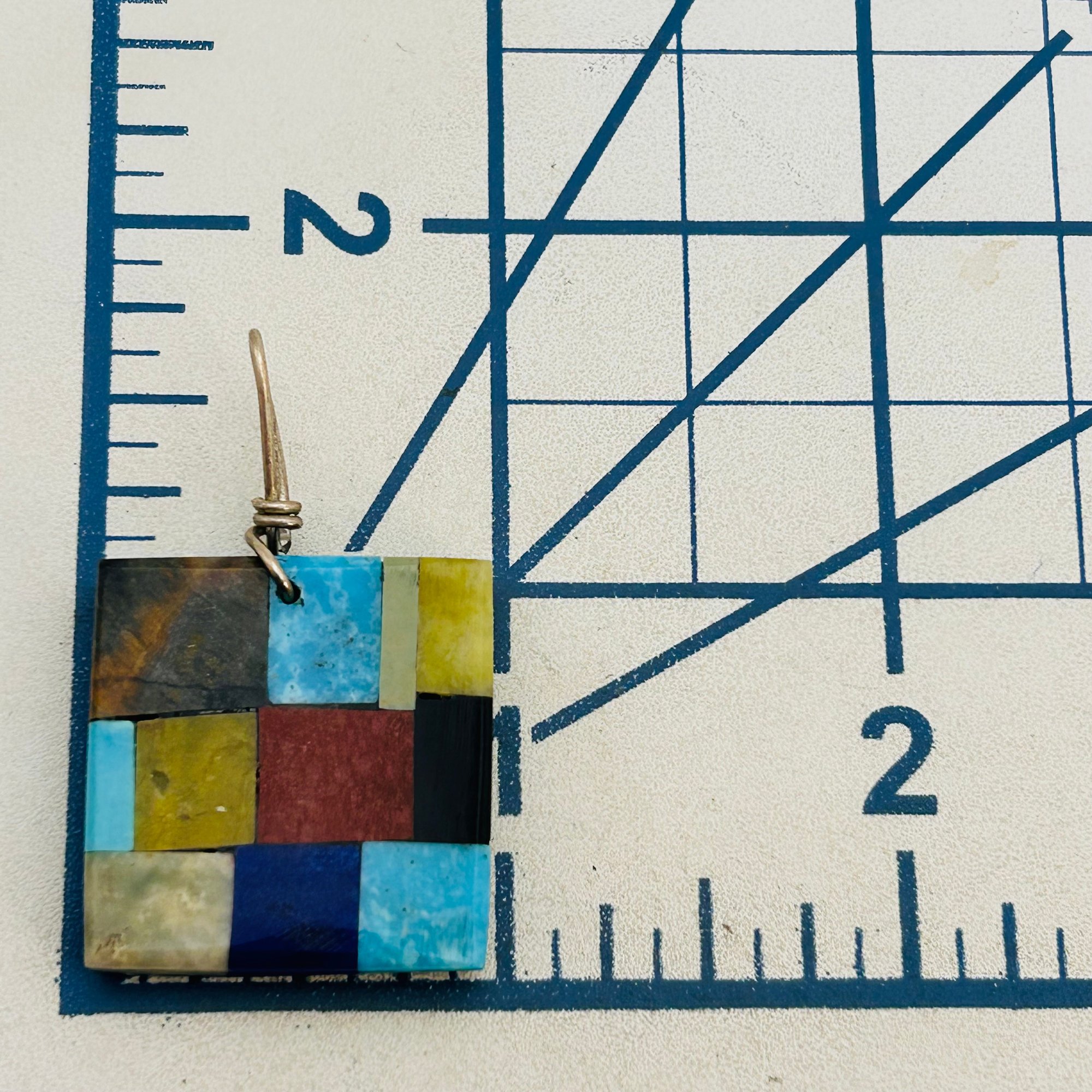 Signed Santo Domingo Sterling Mosaic Pendant