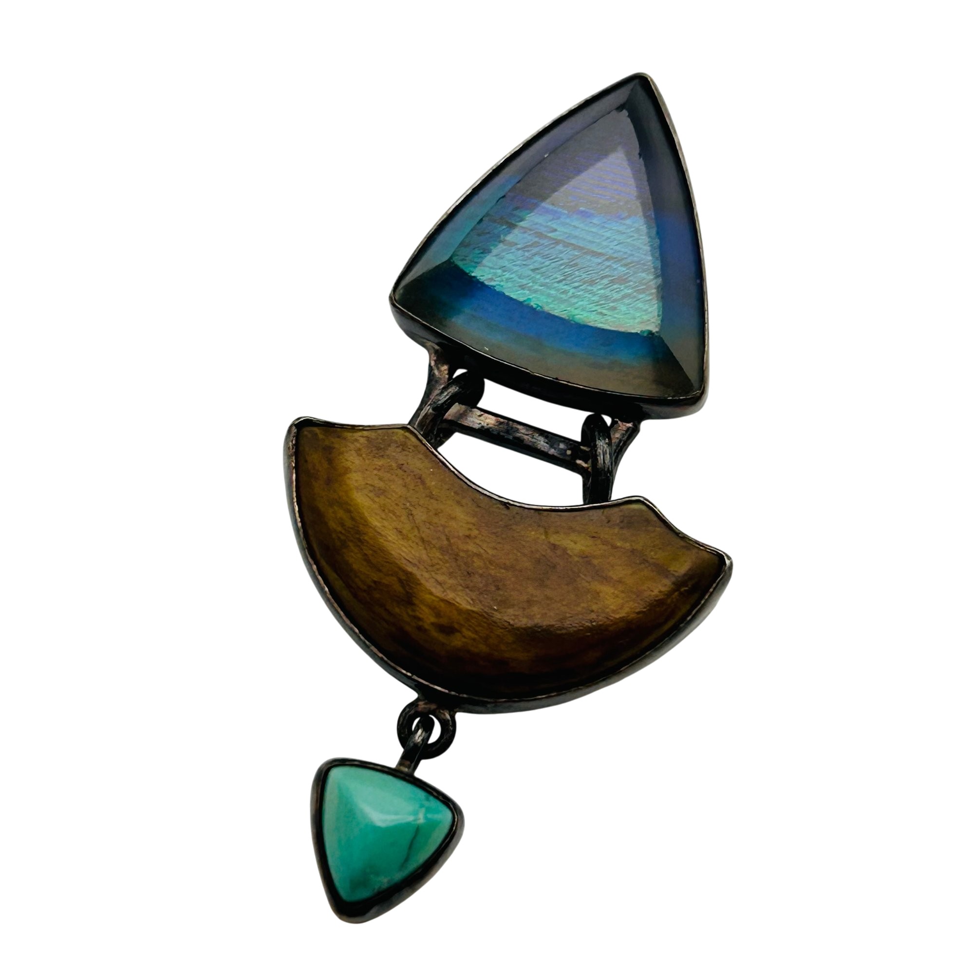 Signed Southwest Sterling Multi Stone Pendant