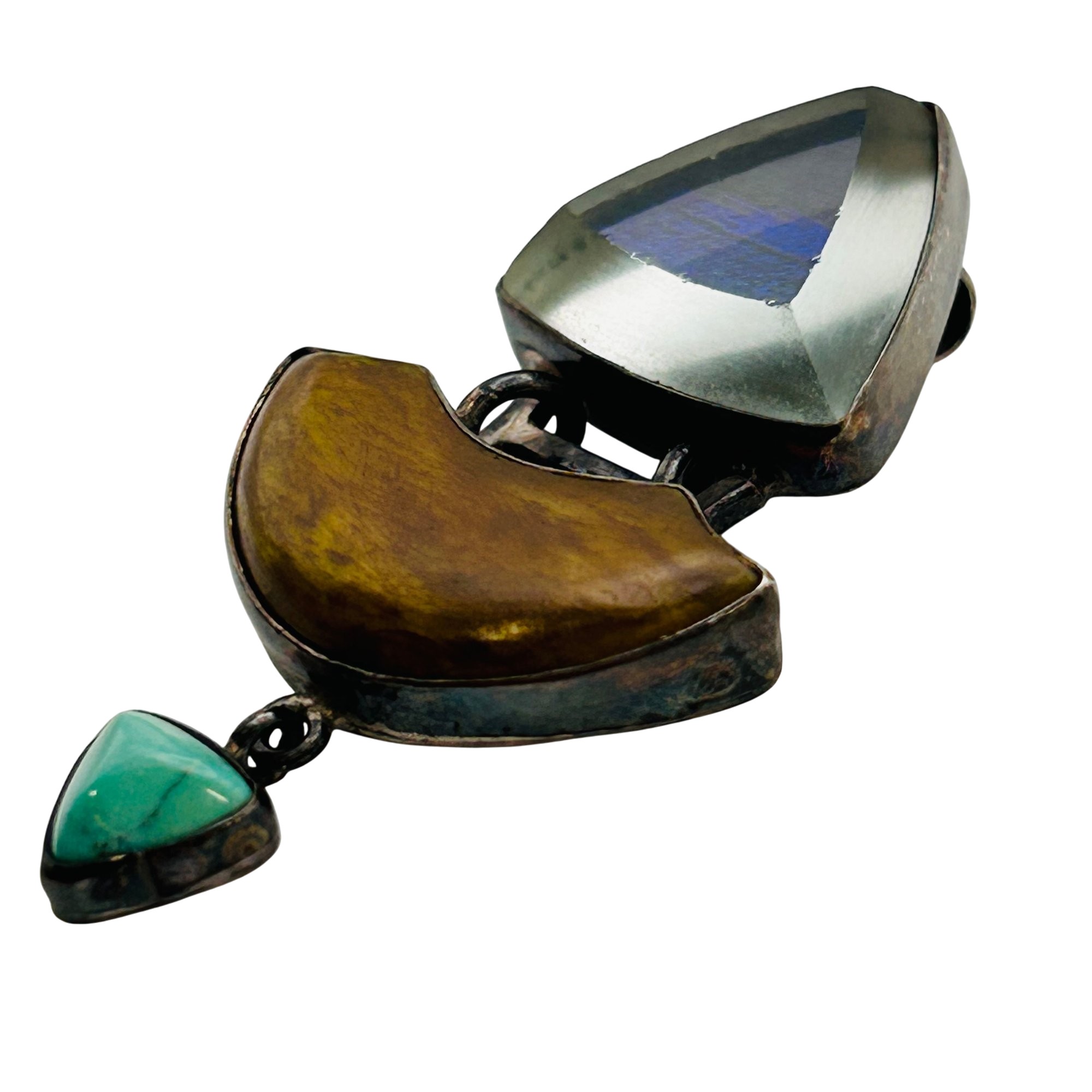 Signed Southwest Sterling Multi Stone Pendant