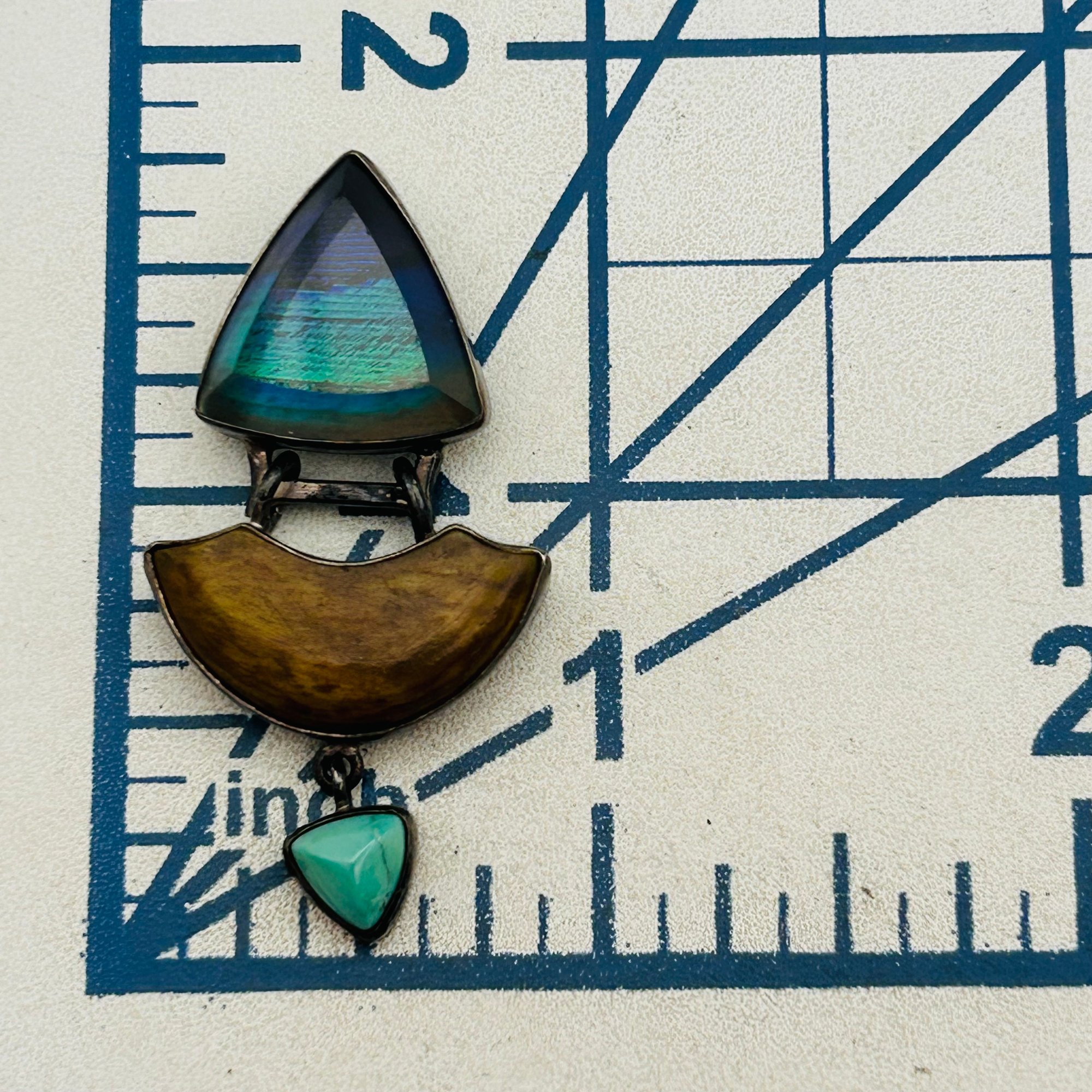 Signed Southwest Sterling Multi Stone Pendant