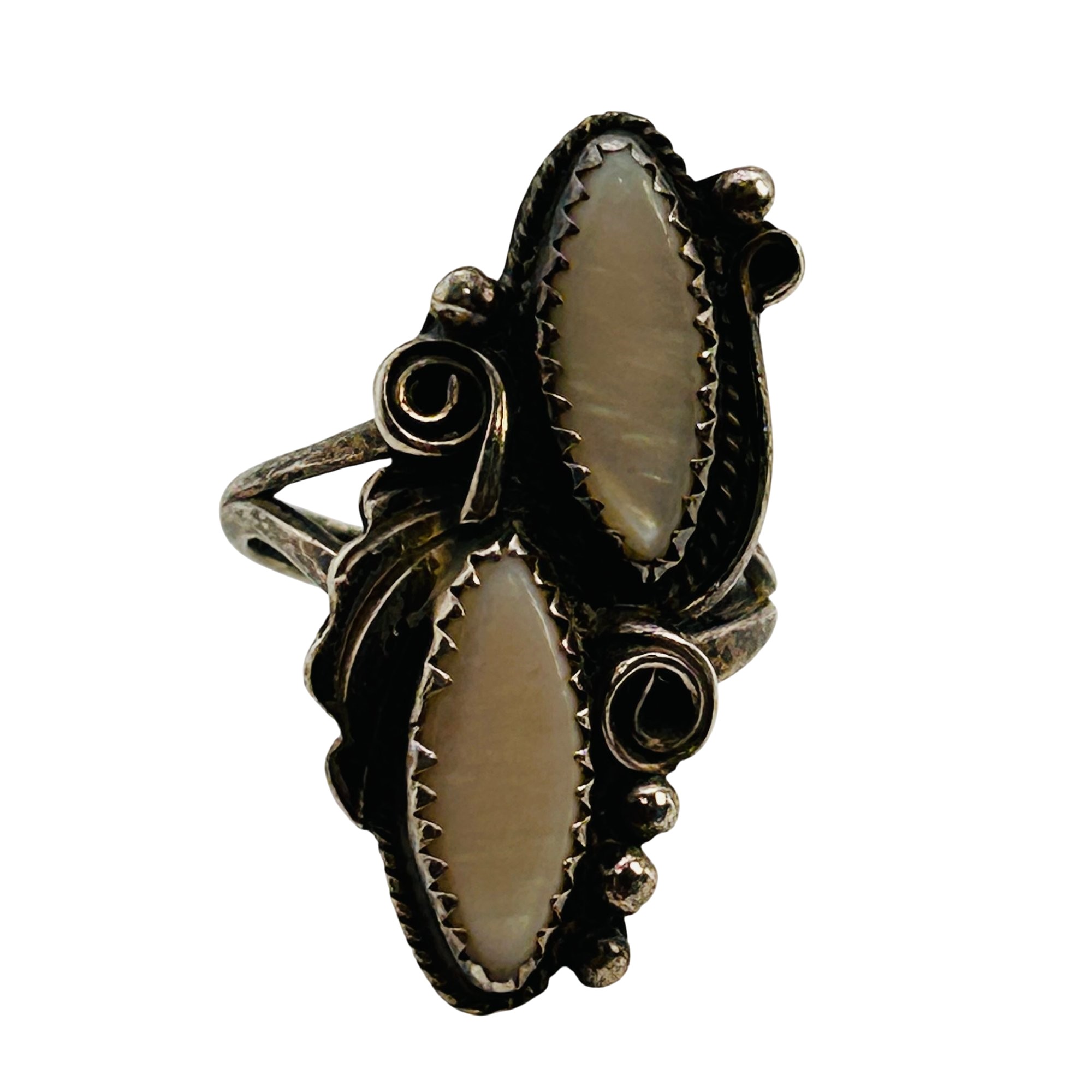 Navajo Sterling Mother Of Pearl Ring Sz 7