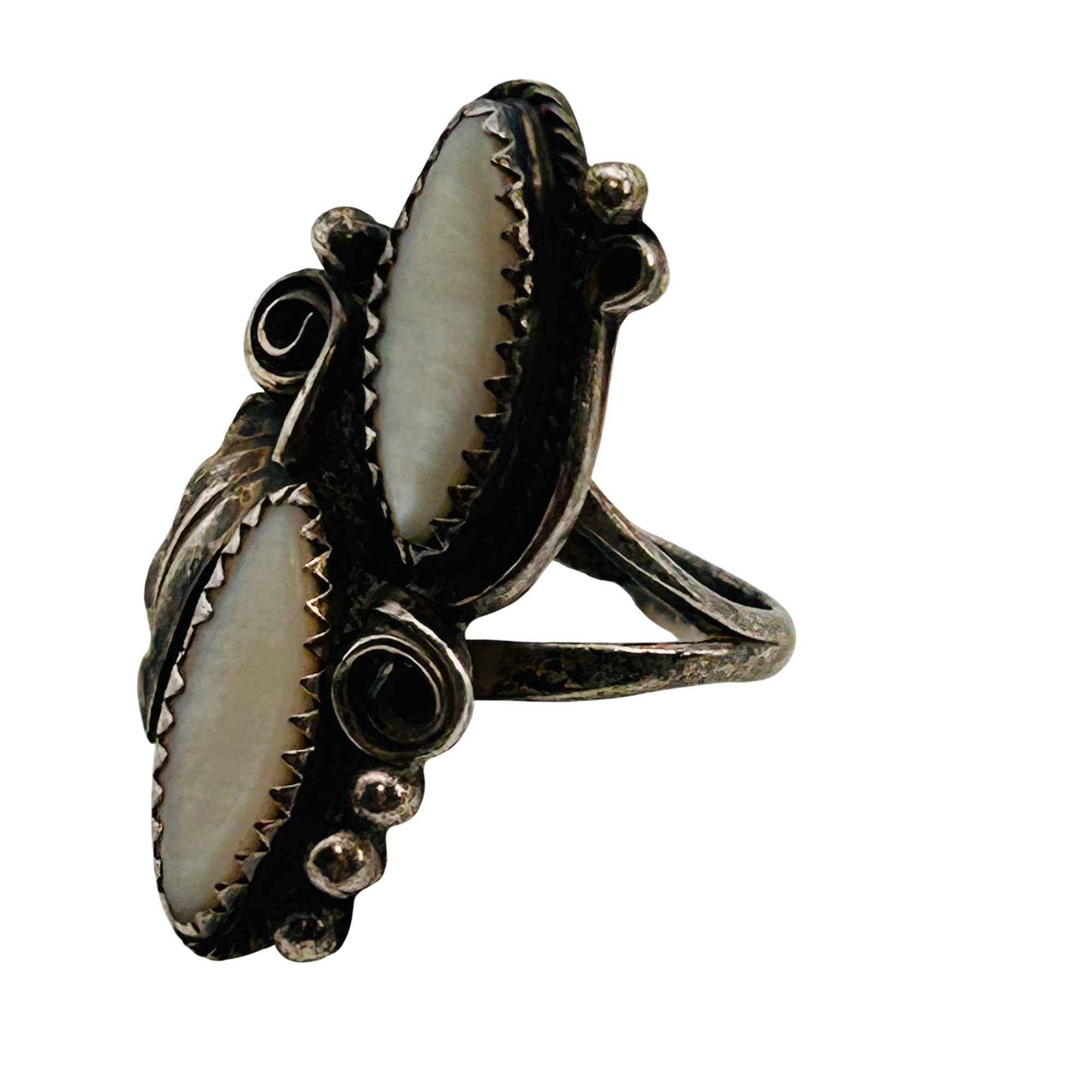 Navajo Sterling Mother Of Pearl Ring Sz 7