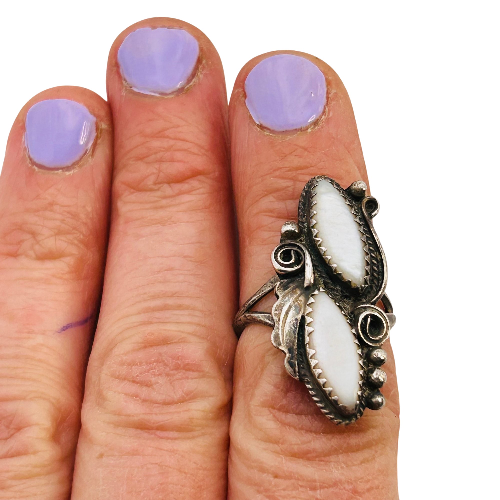 Navajo Sterling Mother Of Pearl Ring Sz 7