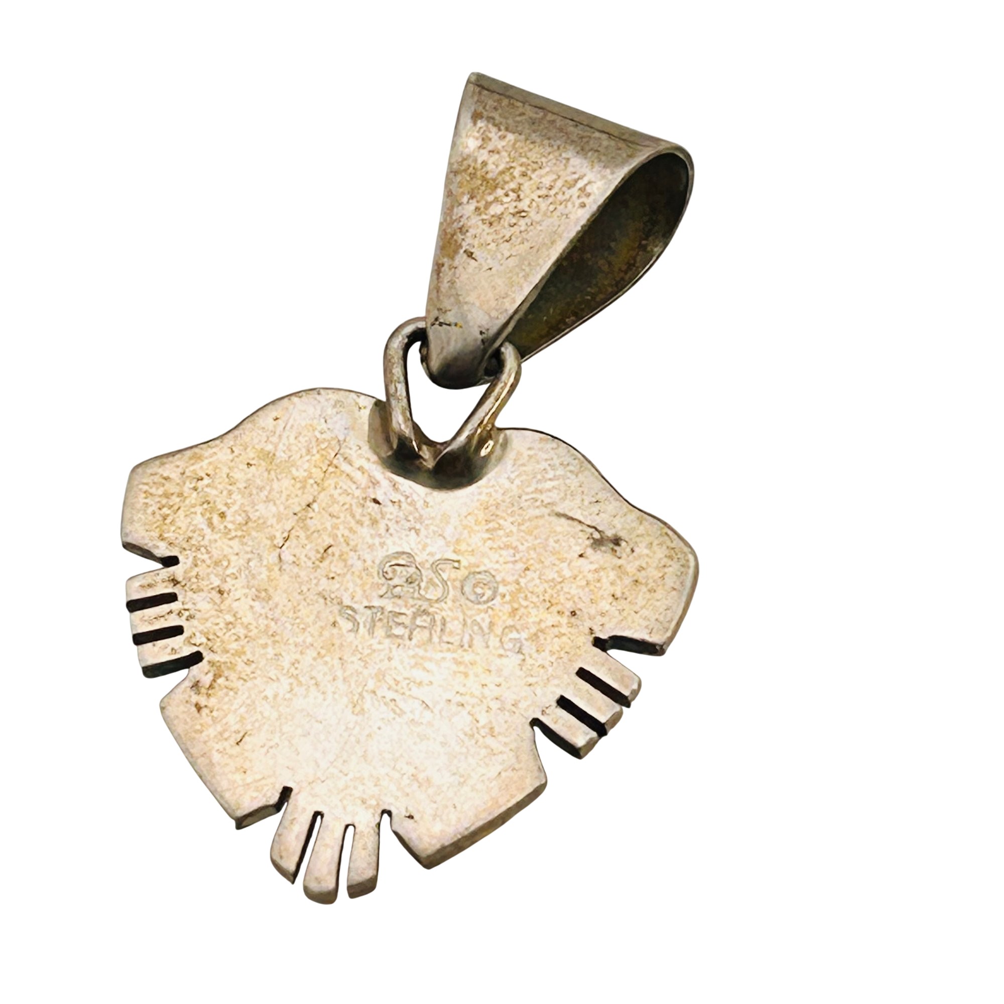 Signed Native Sterling Inlay Stone Heart Pendant