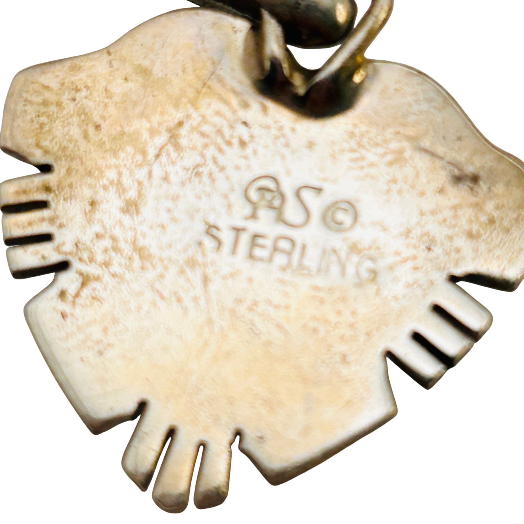 Signed Native Sterling Inlay Stone Heart Pendant