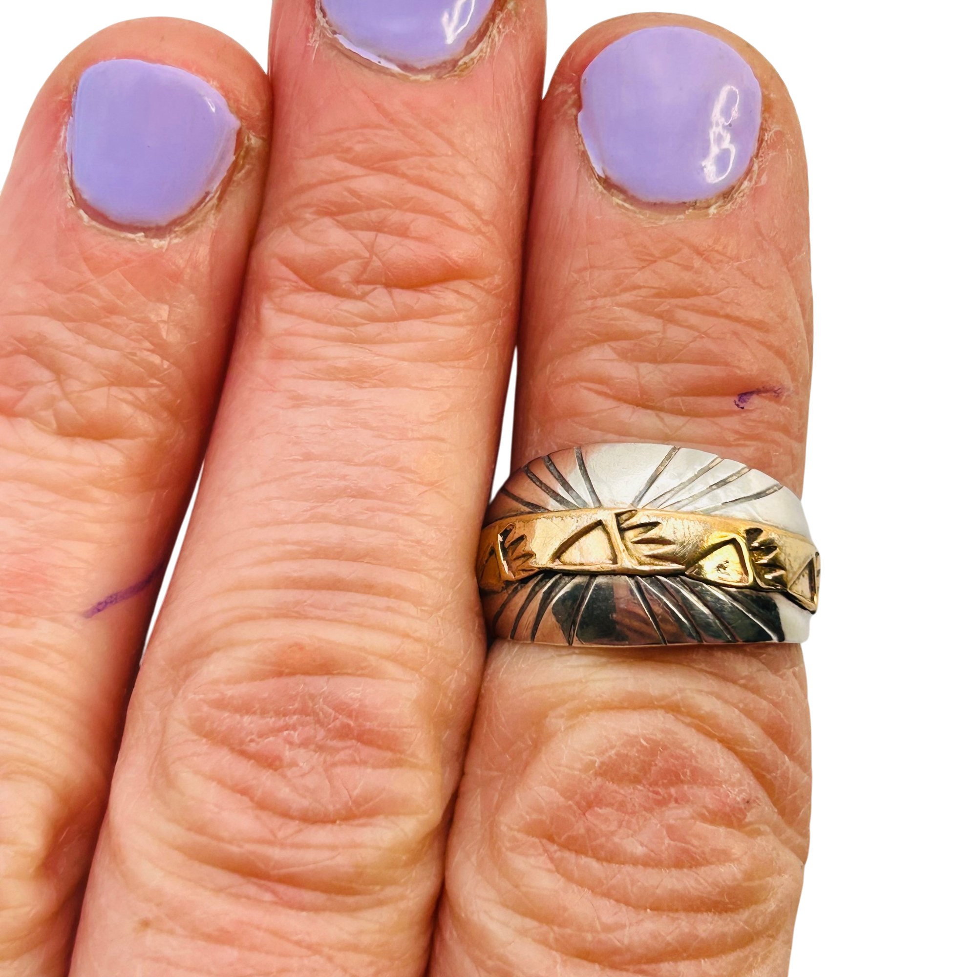 Navajo Sterling Gold Filled Band Sz 6.5