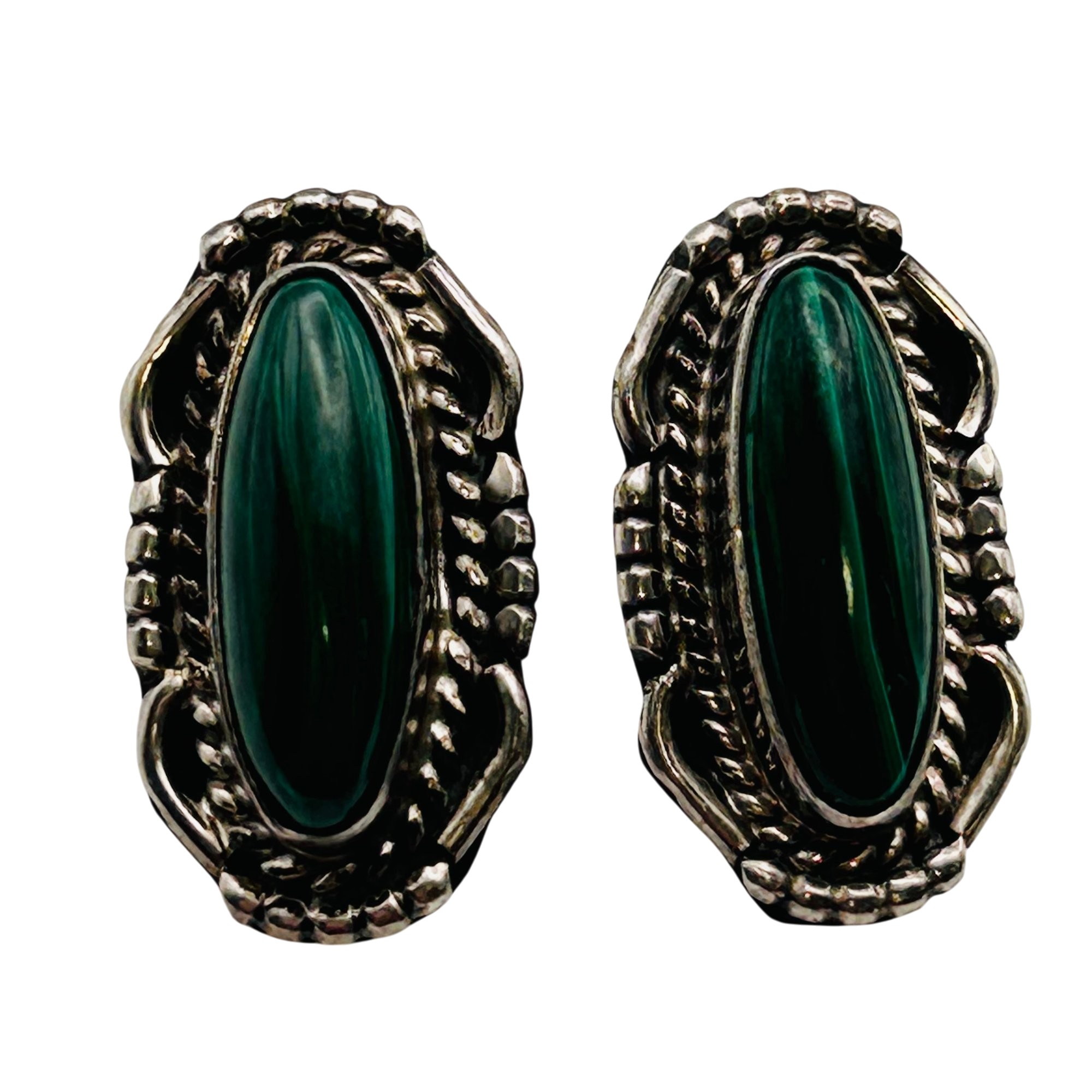 Navajo Sterling Malachite Earrings