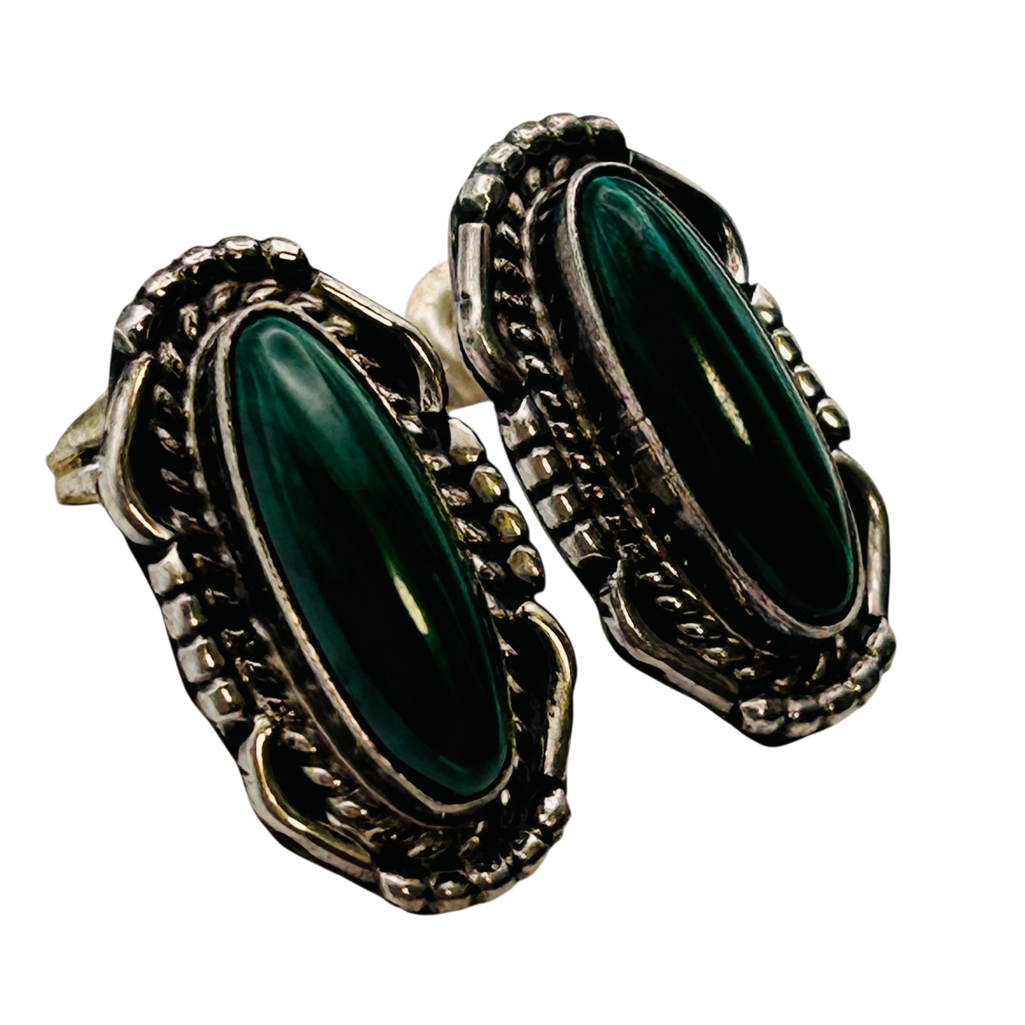 Navajo Sterling Malachite Earrings