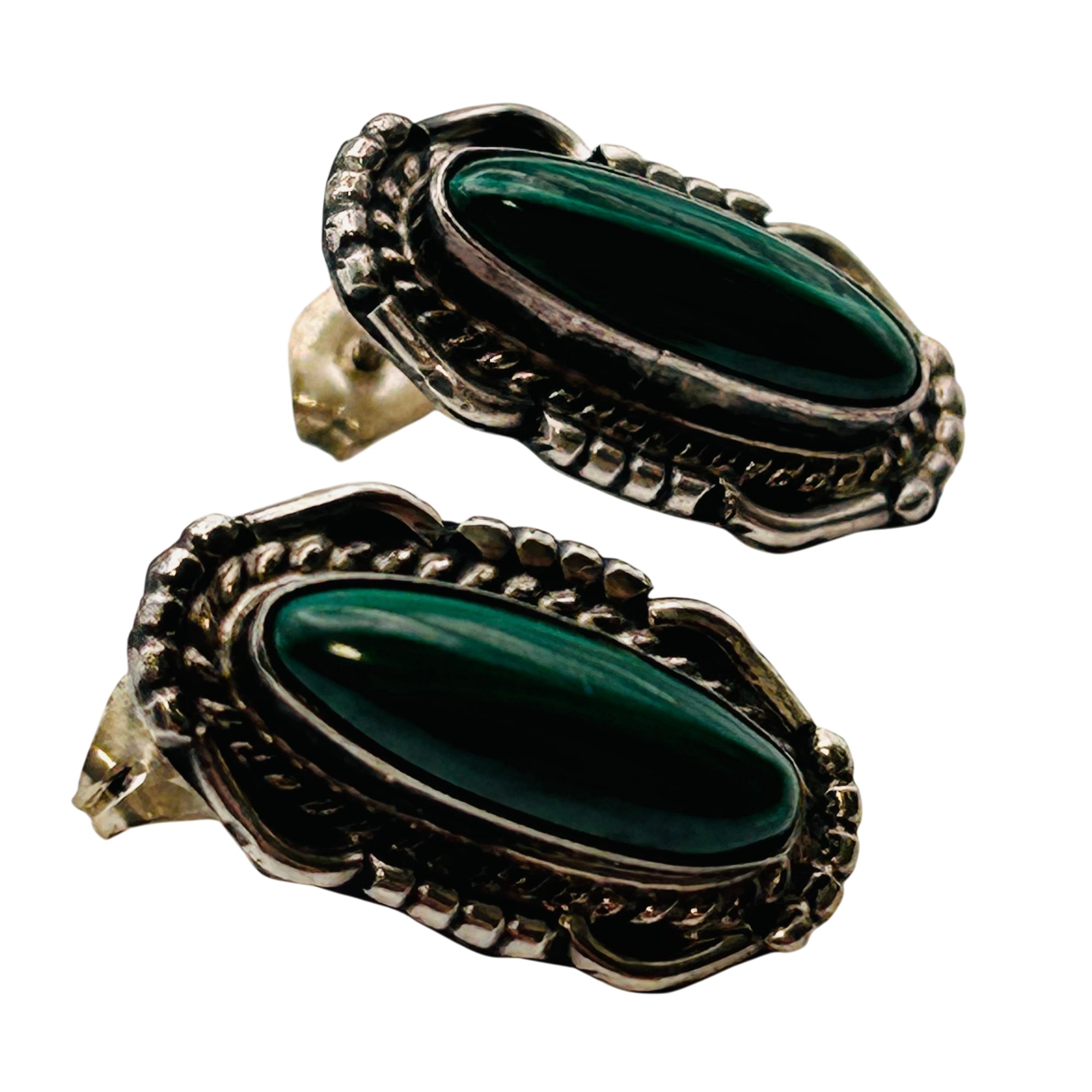 Navajo Sterling Malachite Earrings