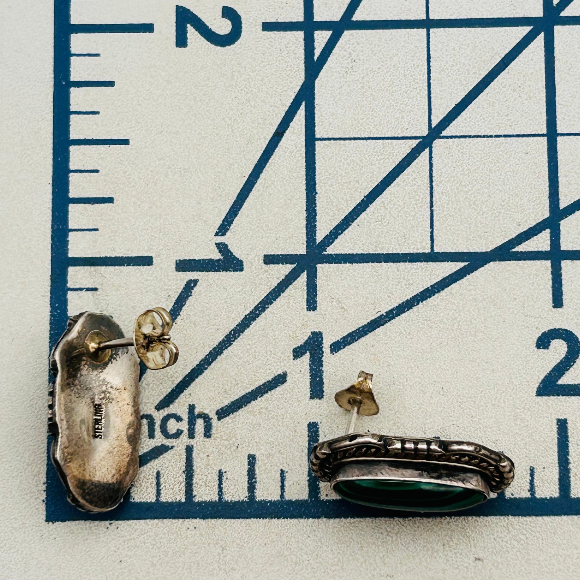 Navajo Sterling Malachite Earrings