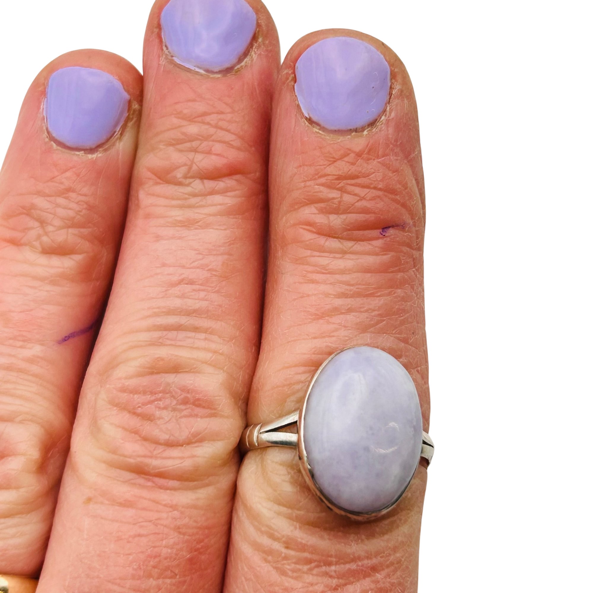 Southwest Sterling Lace Agate Ring Sz 9