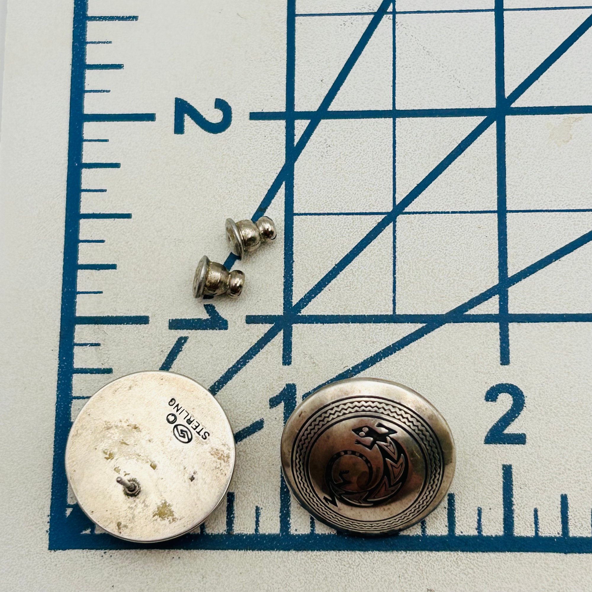 Signed Southwest Sterling Stamped Lizard Earrings