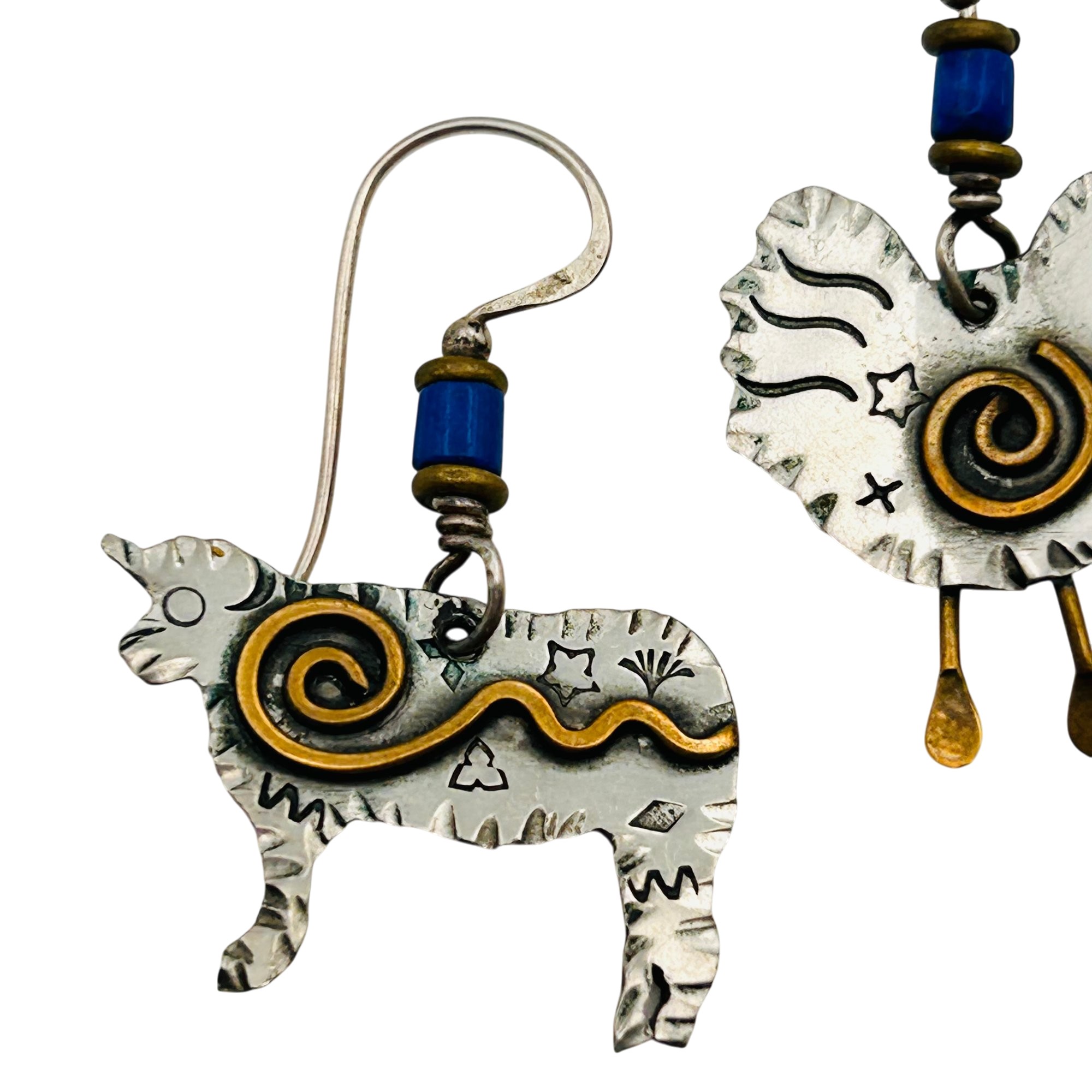 Q Miller Sterling Brass Accent Cow/Chick Earrings