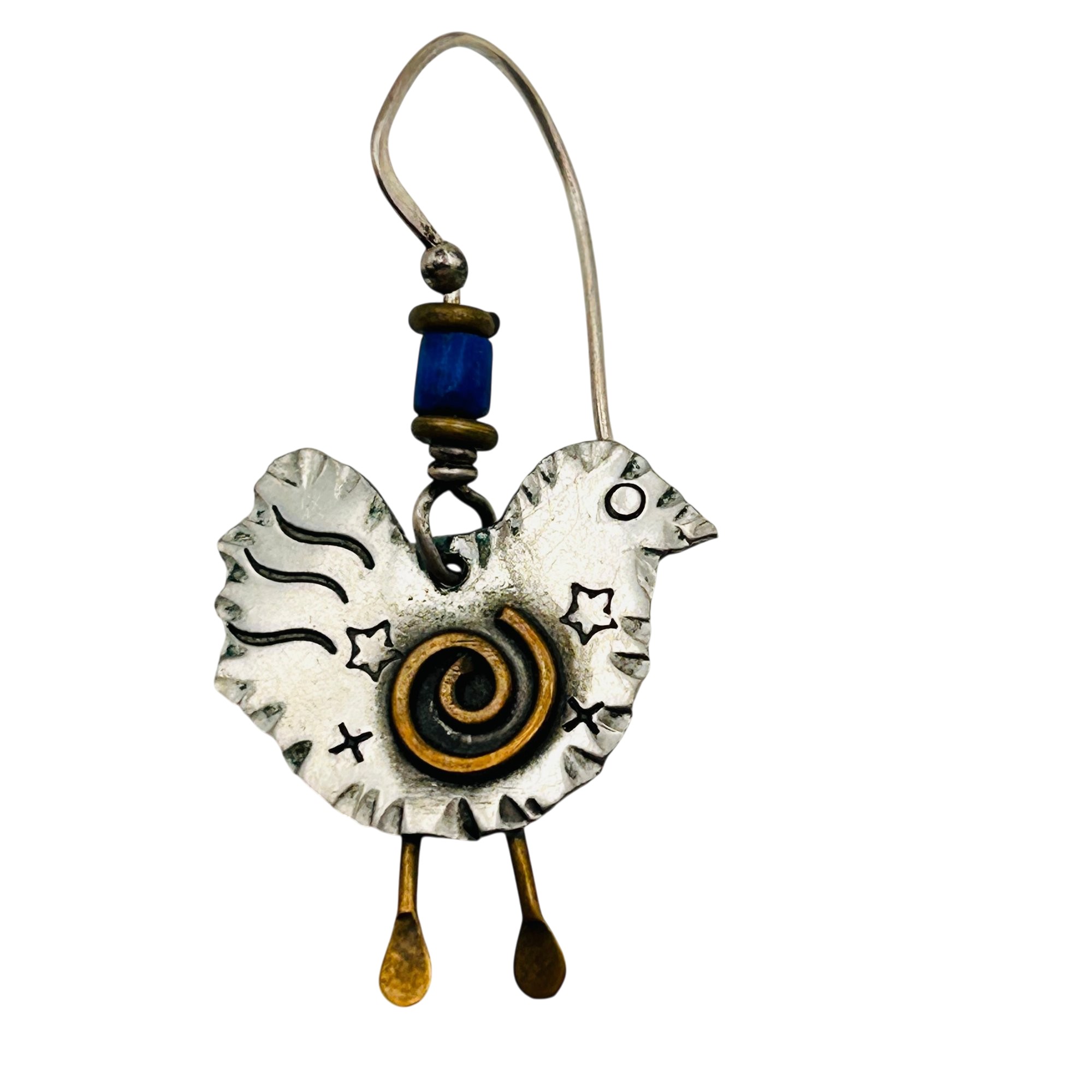 Q Miller Sterling Brass Accent Cow/Chick Earrings