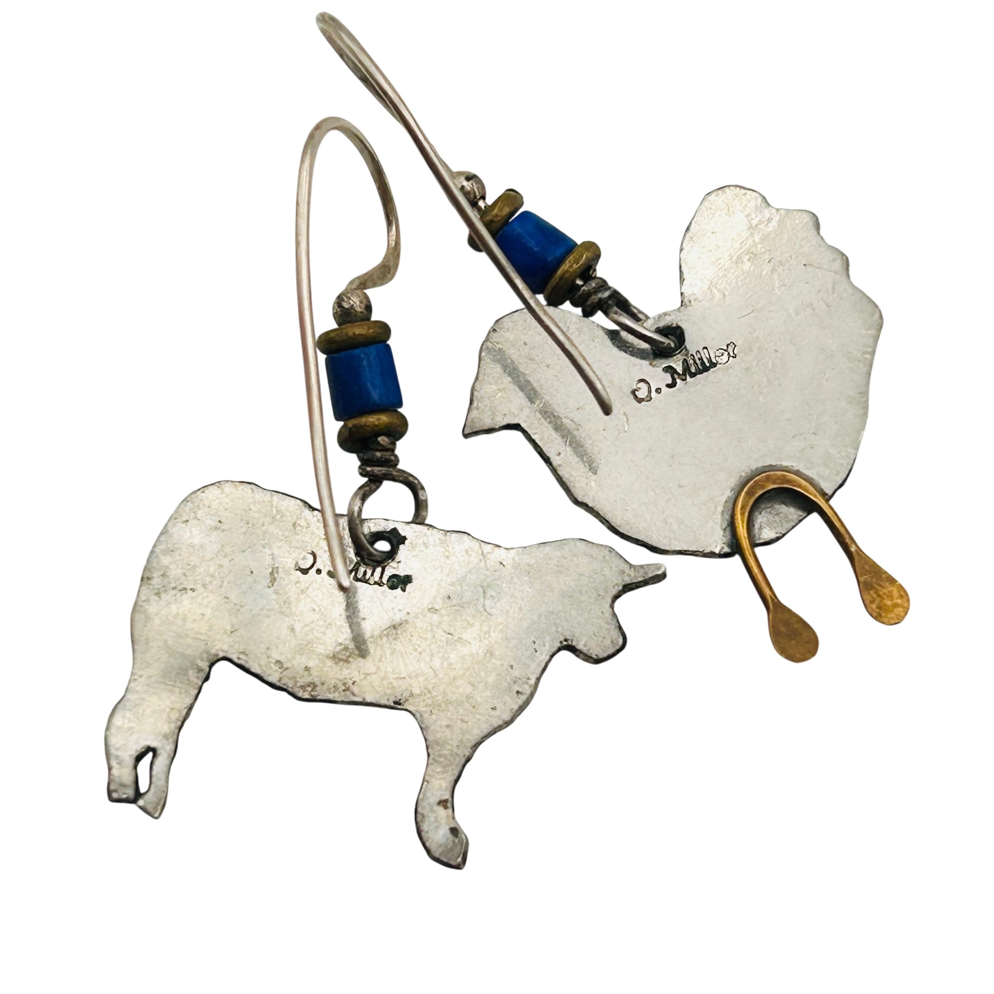 Q Miller Sterling Brass Accent Cow/Chick Earrings