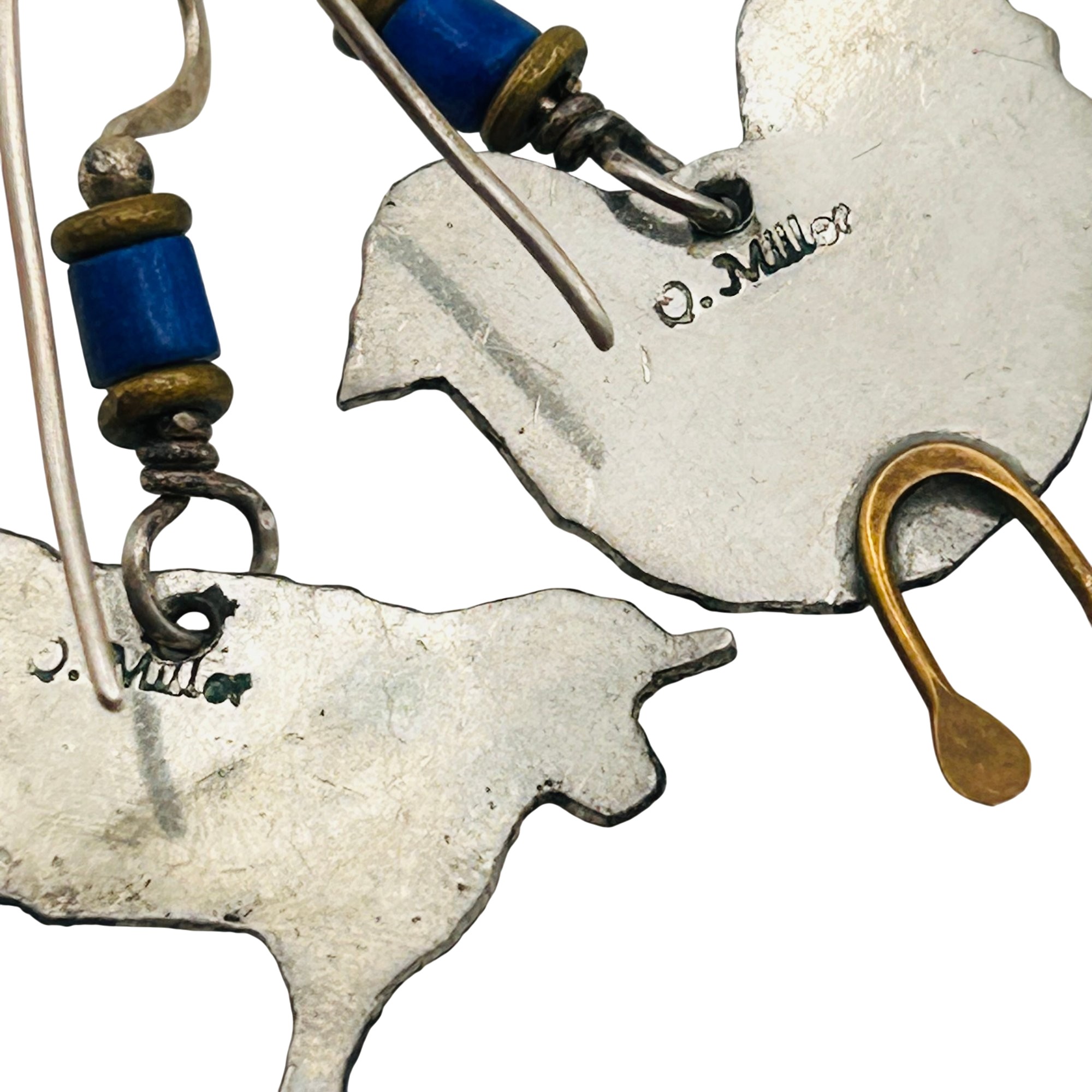 Q Miller Sterling Brass Accent Cow/Chick Earrings