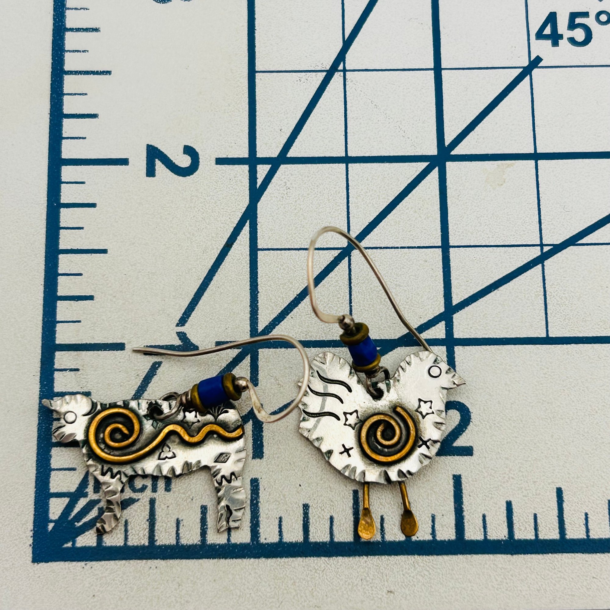 Q Miller Sterling Brass Accent Cow/Chick Earrings
