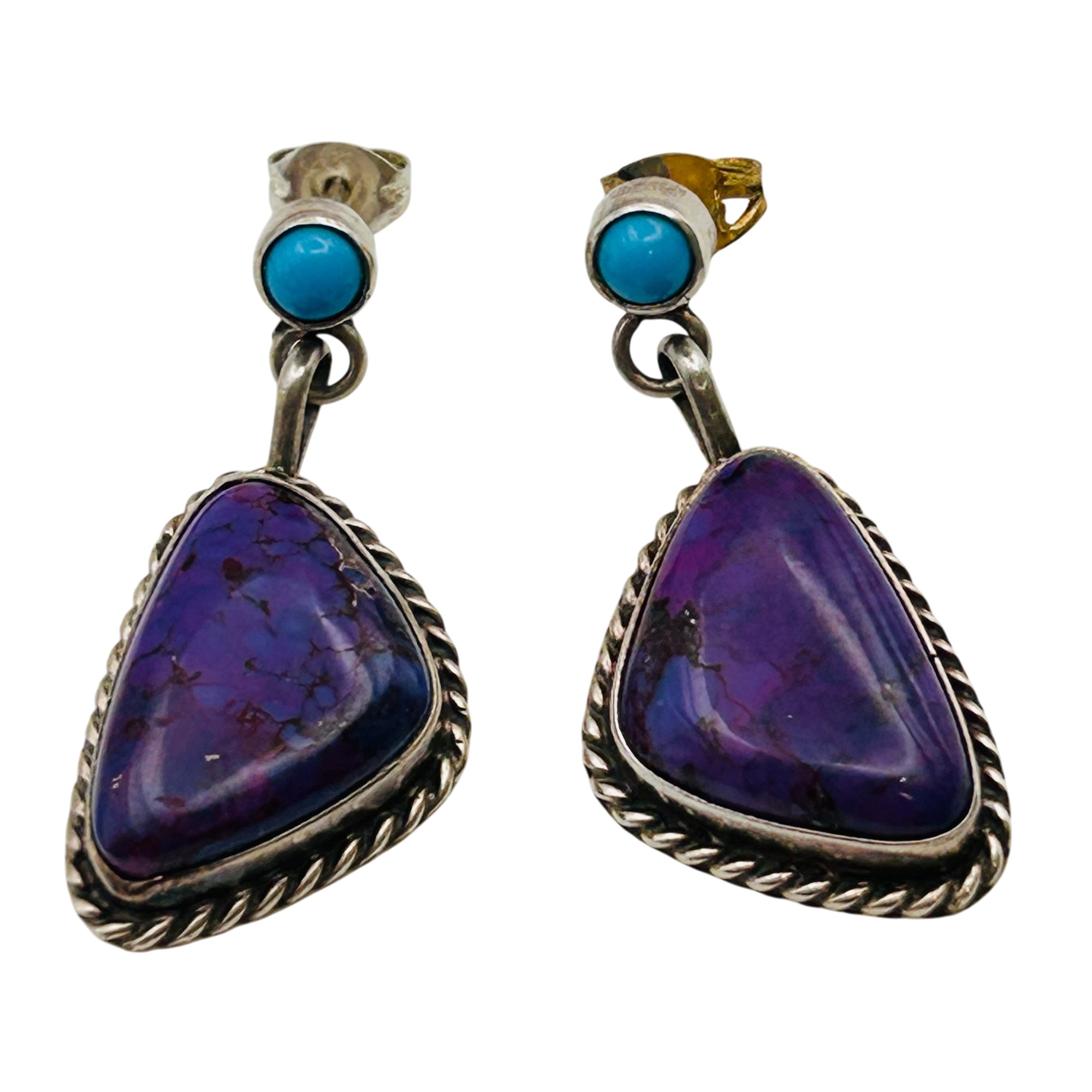 Running Bear Navajo Sterling Multi-stone Earrings