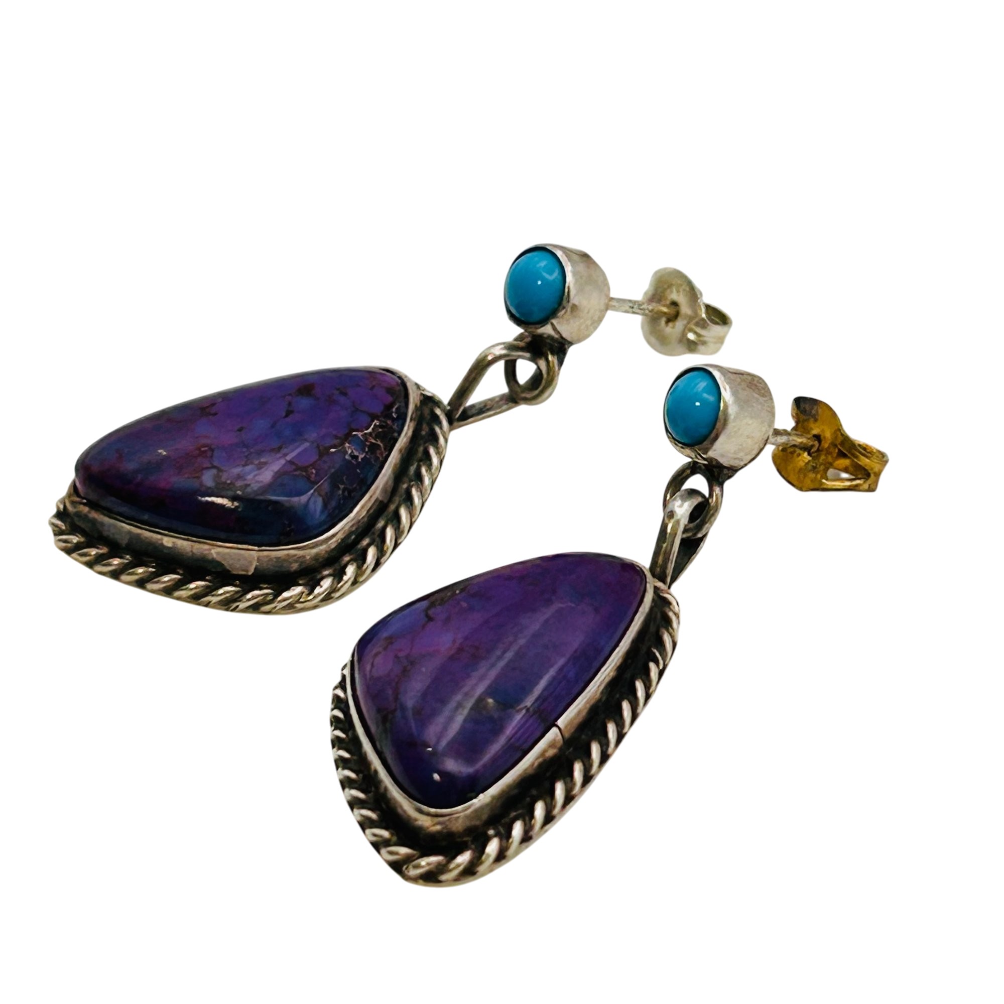 Running Bear Navajo Sterling Multi-stone Earrings