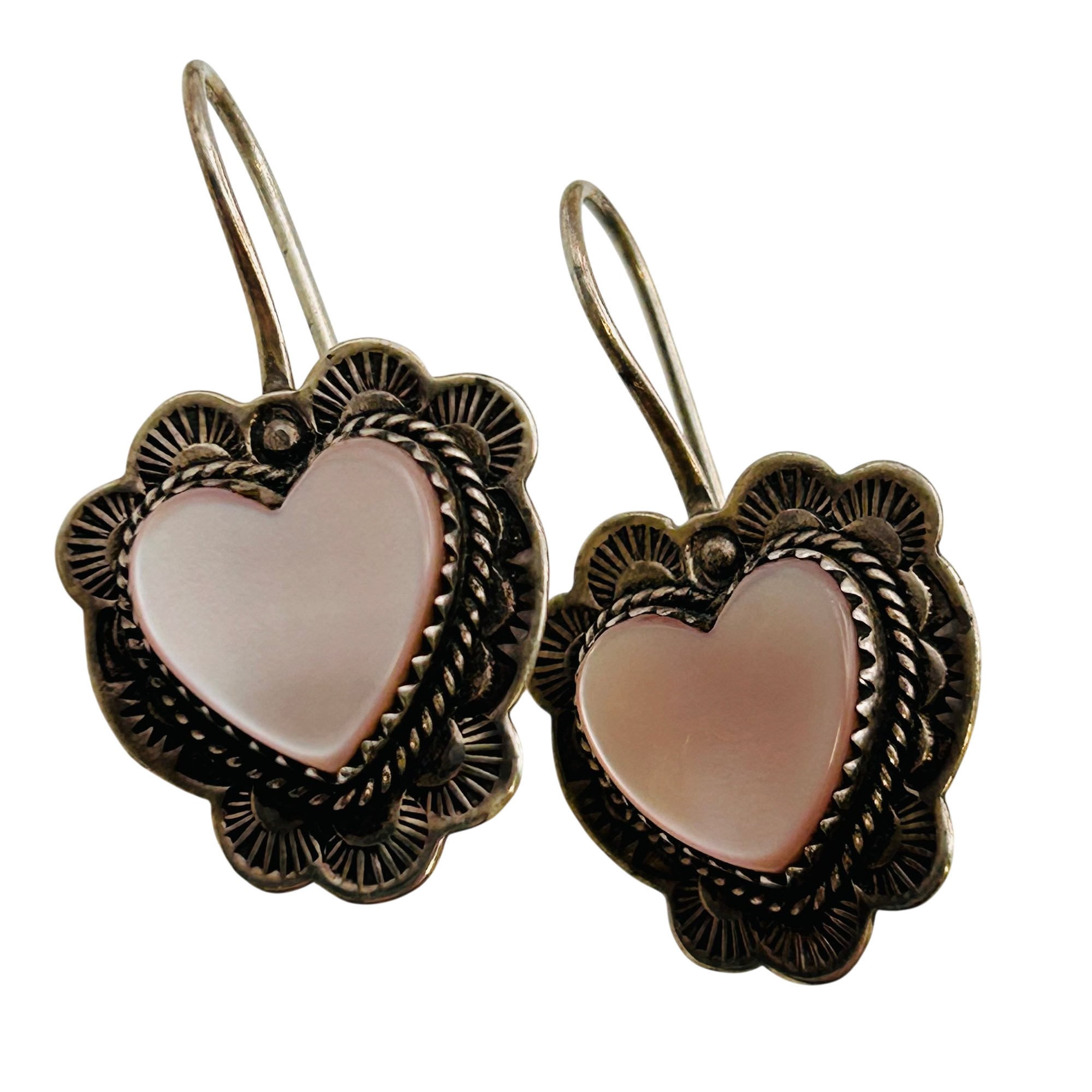 Yazzie Navajo Sterling Mother Of Pearl Earrings
