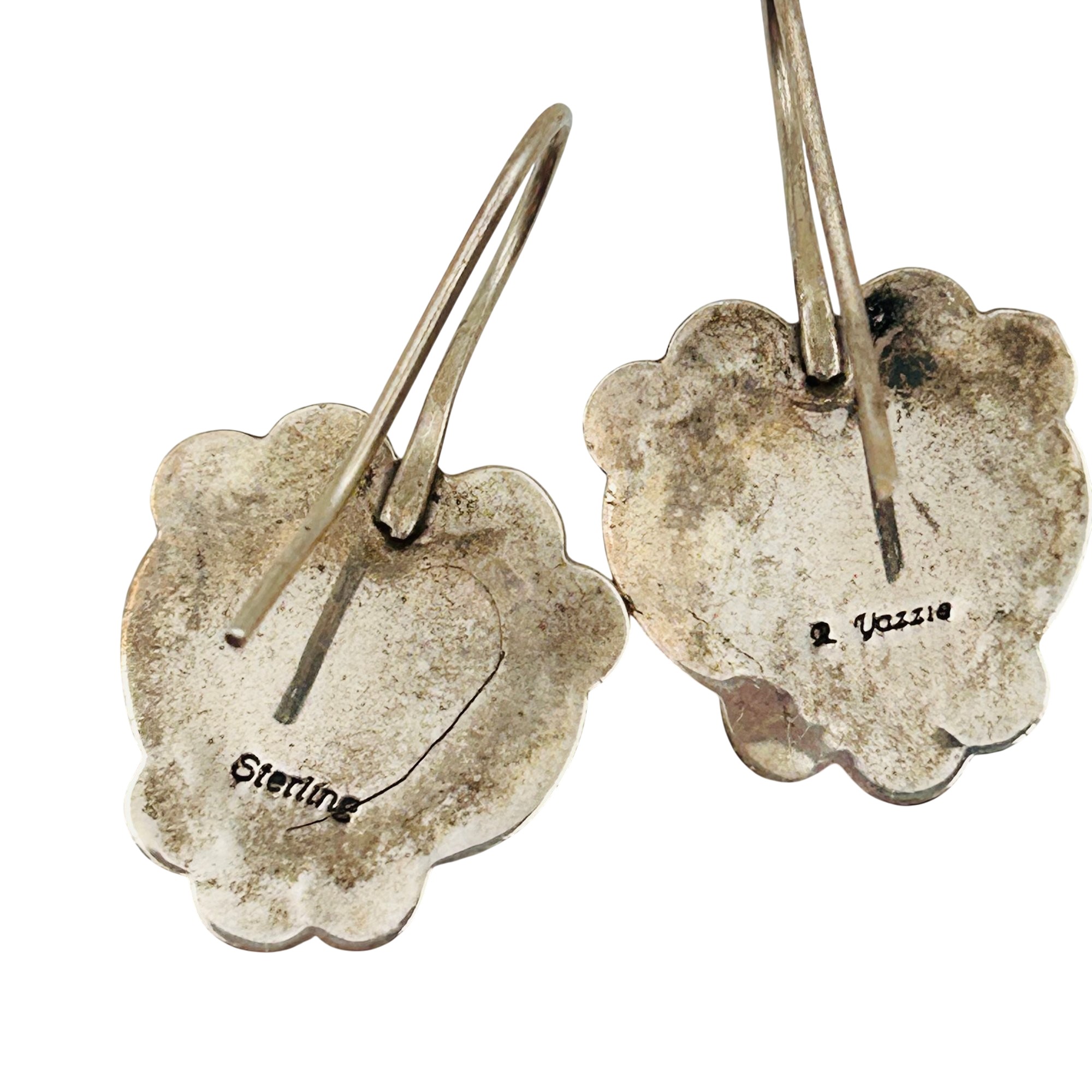 Yazzie Navajo Sterling Mother Of Pearl Earrings