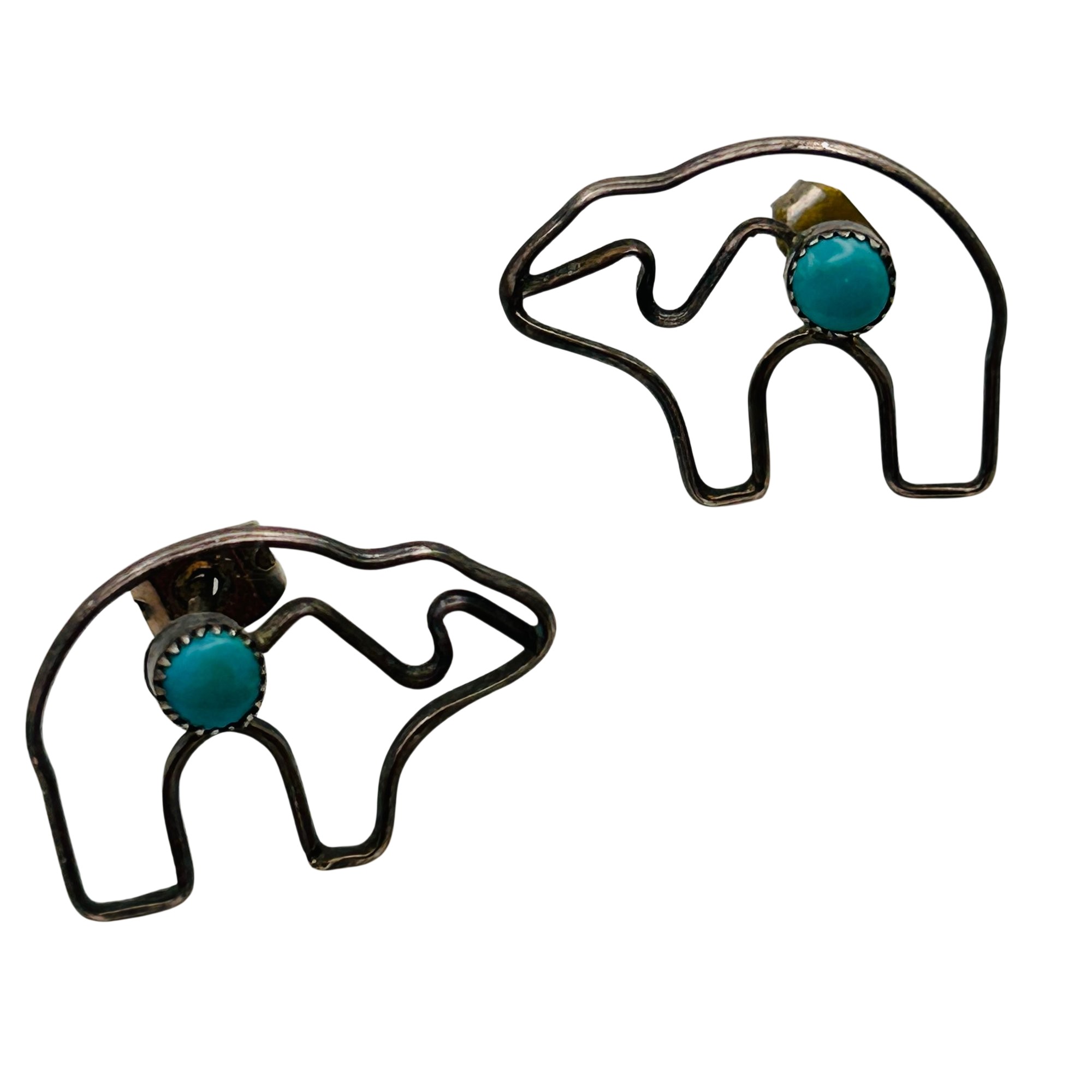 Navajo Sterling Turquoise Bear Earrings