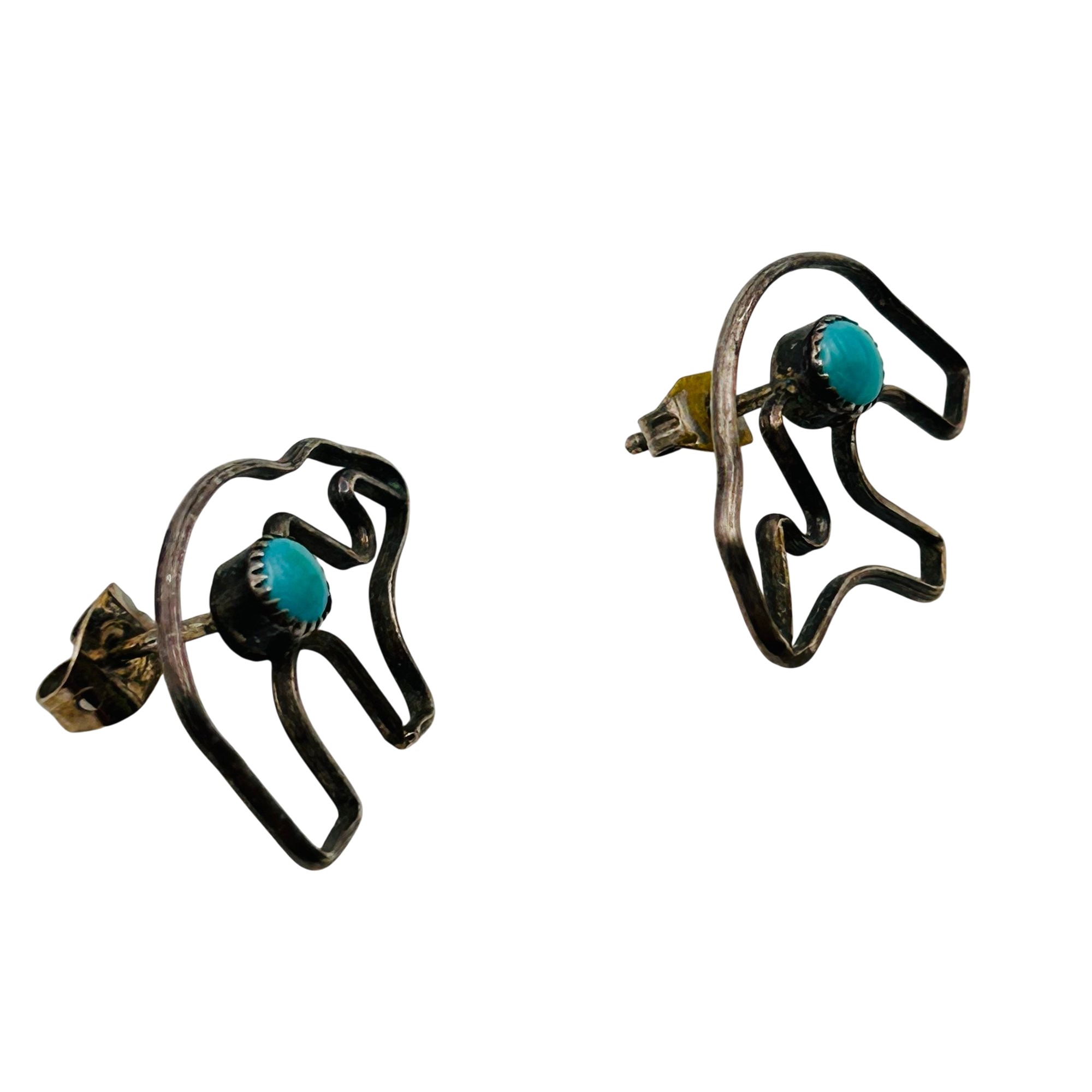 Navajo Sterling Turquoise Bear Earrings