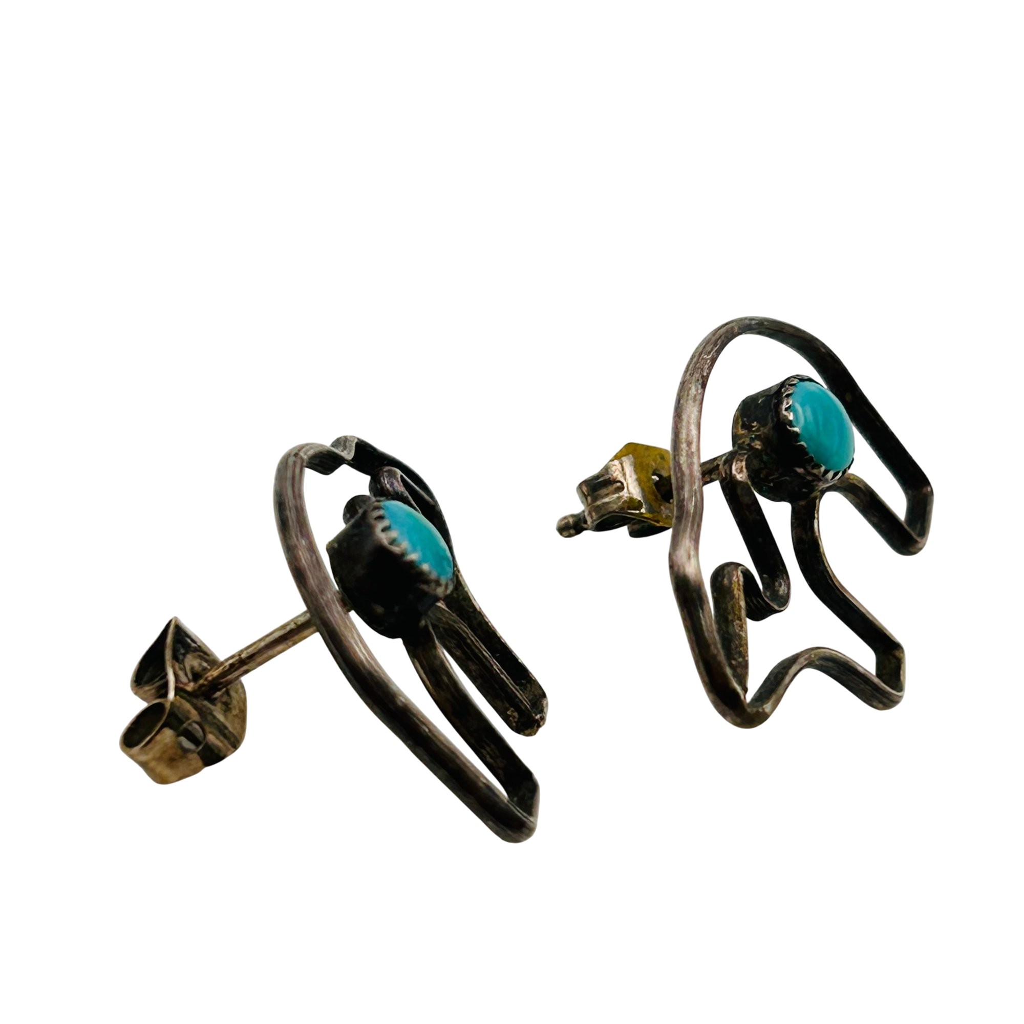 Navajo Sterling Turquoise Bear Earrings