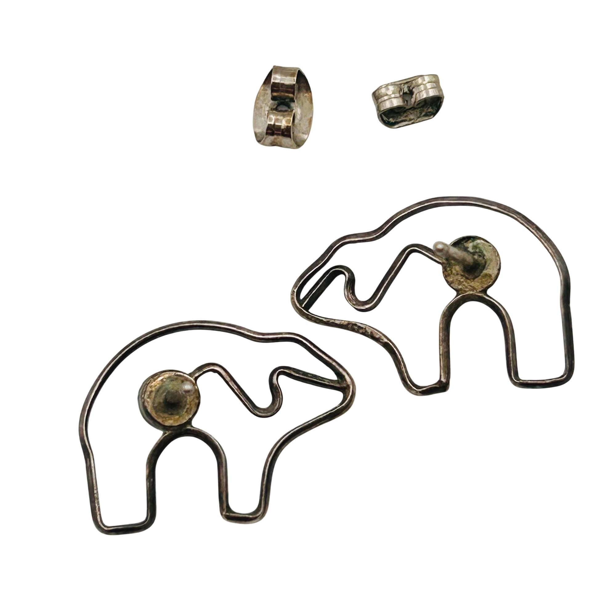 Navajo Sterling Turquoise Bear Earrings