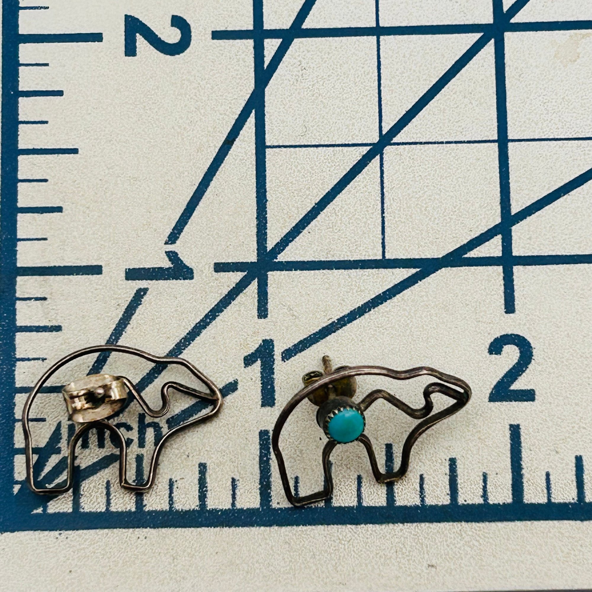 Navajo Sterling Turquoise Bear Earrings