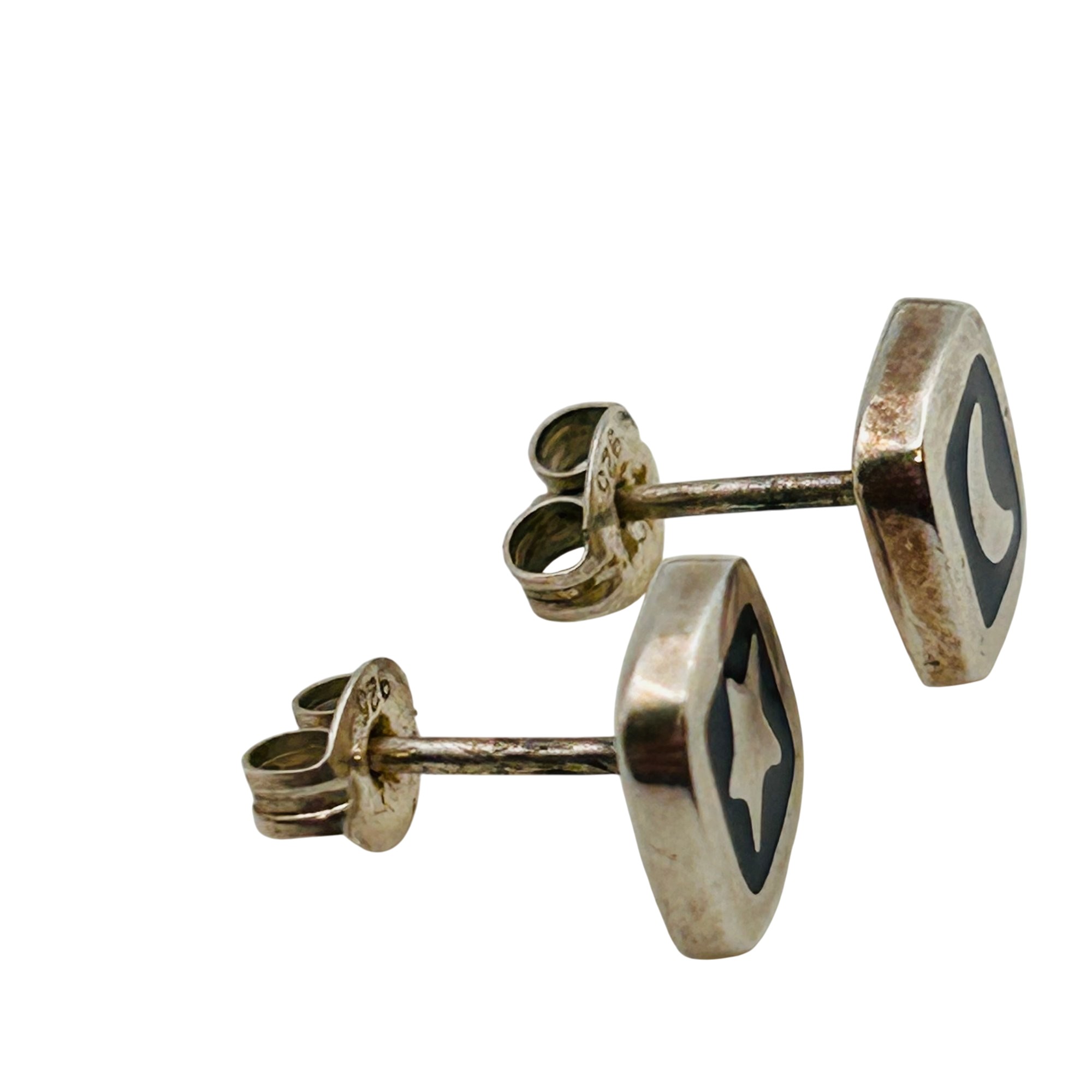 Signed Southwest Sterling Star And Moon Earrings