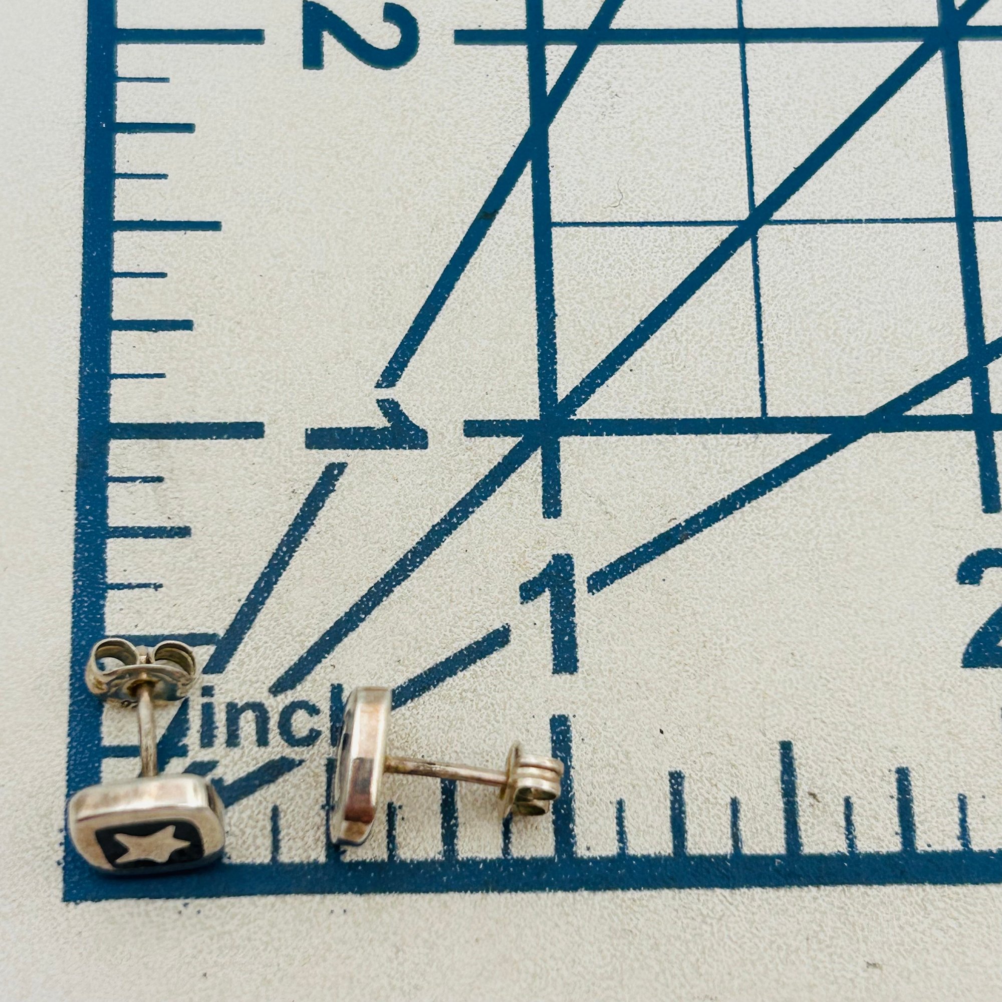 Signed Southwest Sterling Star And Moon Earrings