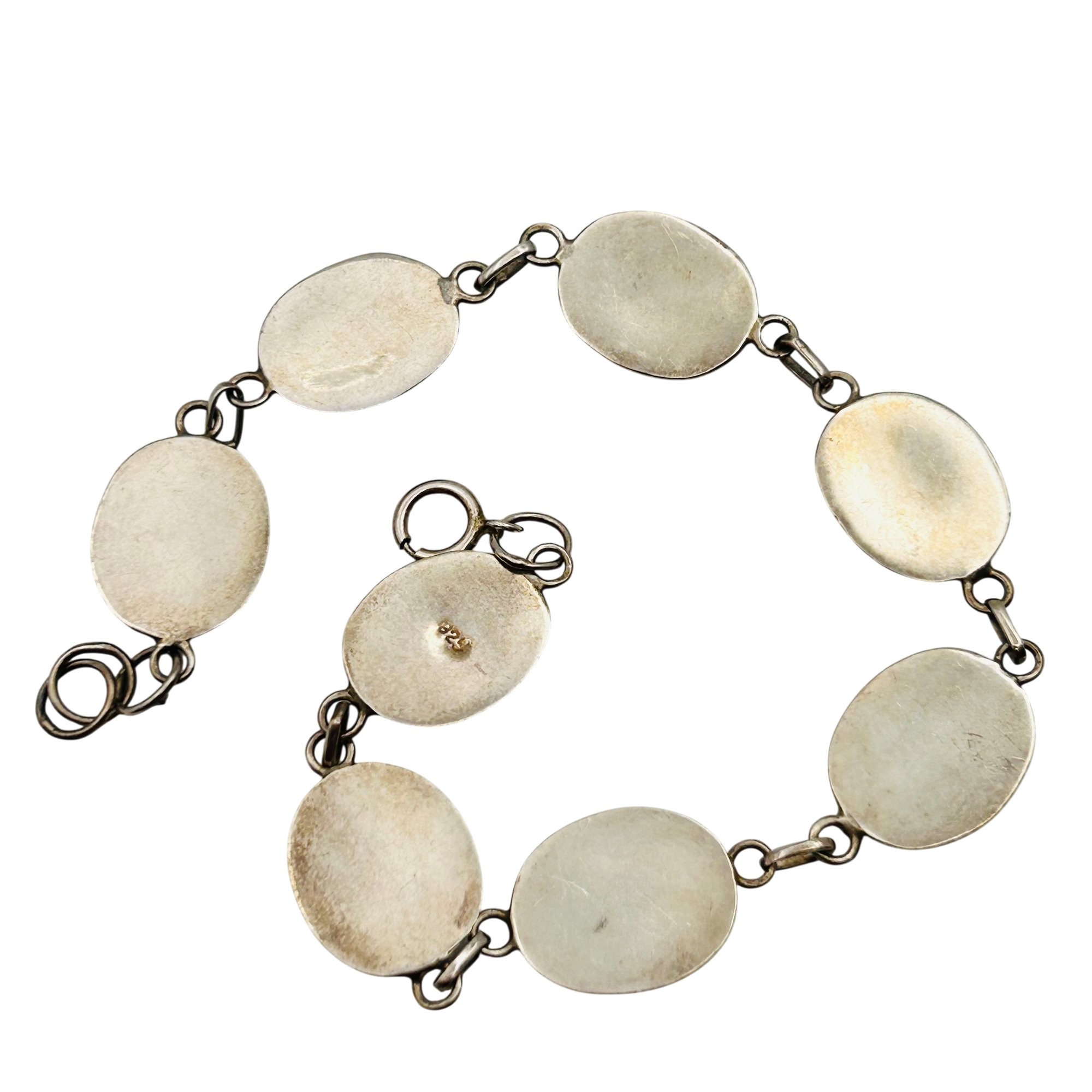 Southwest Sterling Abalone Link Chain Bracelet