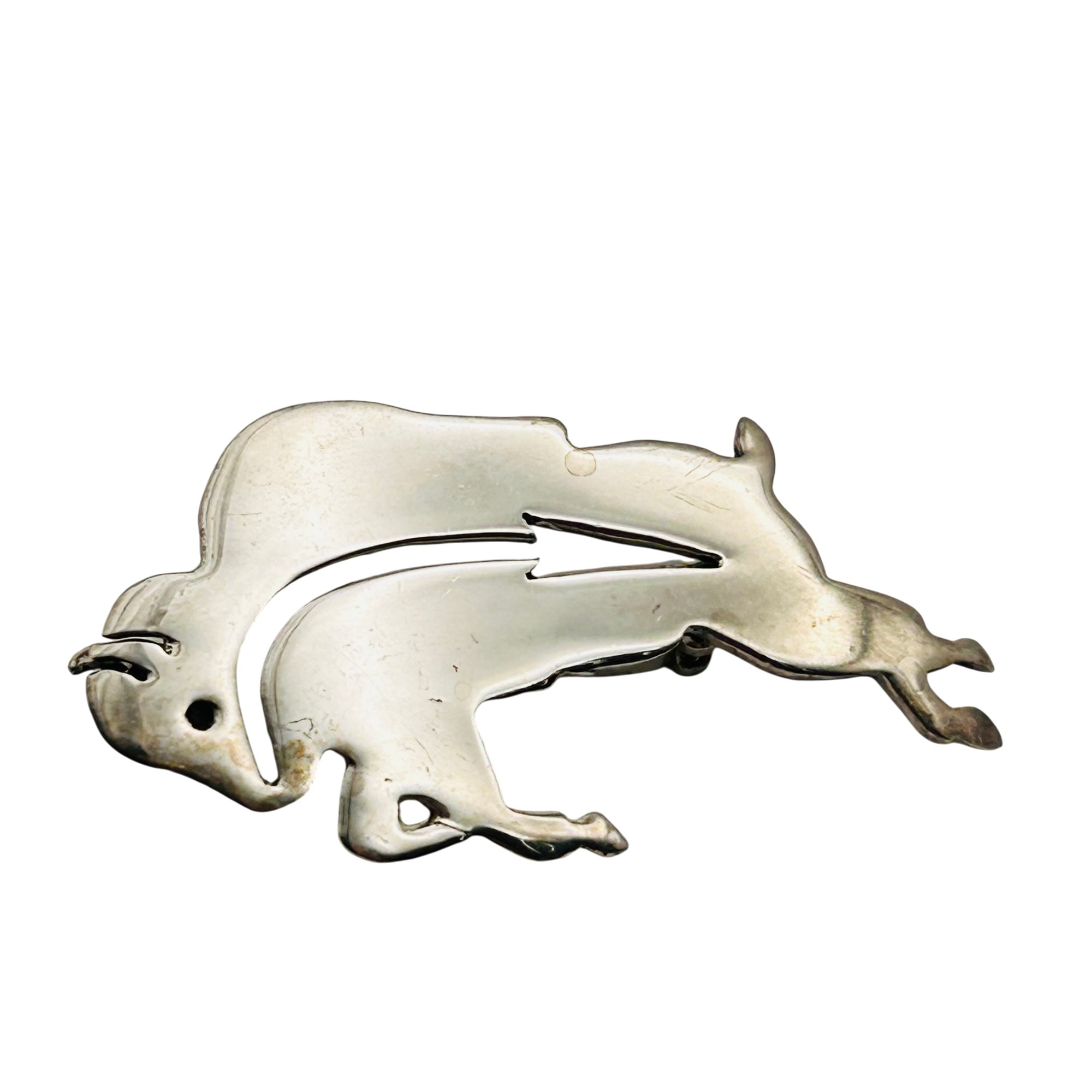 Ray Tracy Knifewing Sterling Buffalo Brooch