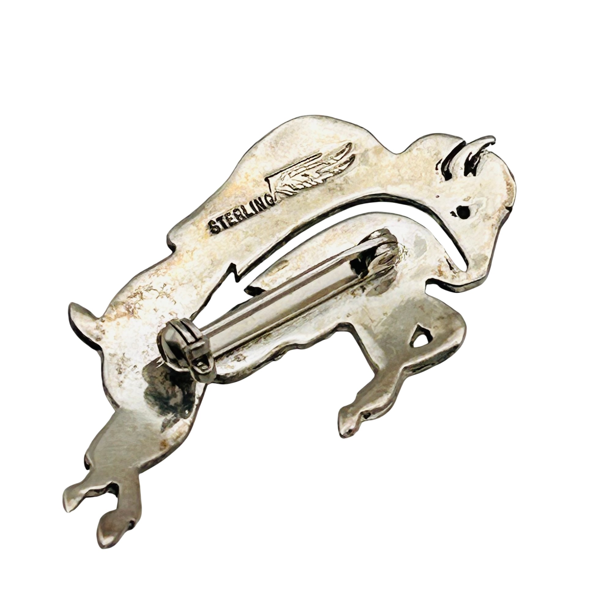Ray Tracy Knifewing Sterling Buffalo Brooch