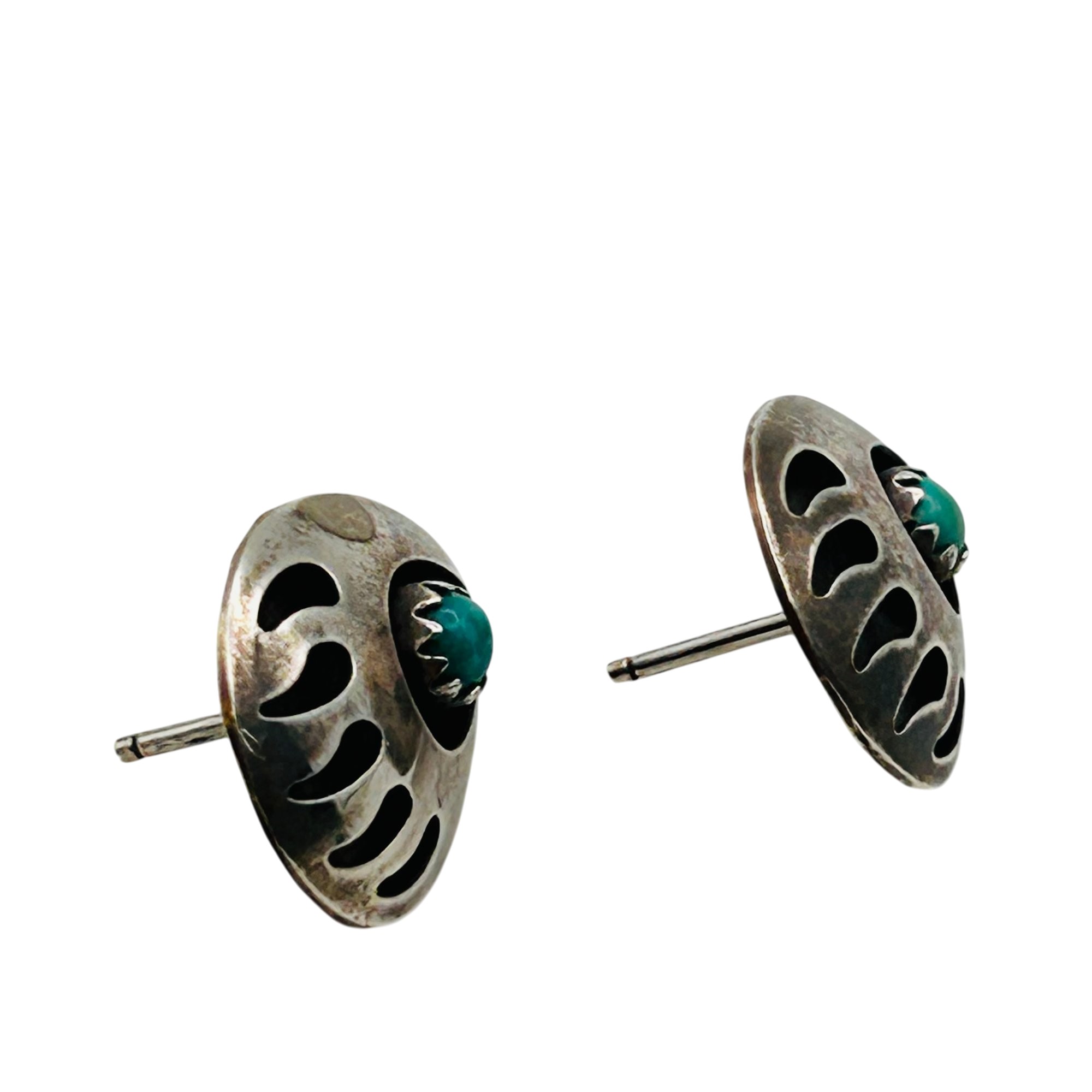 Navajo Sterling Turquoise Bear Claw Earrings