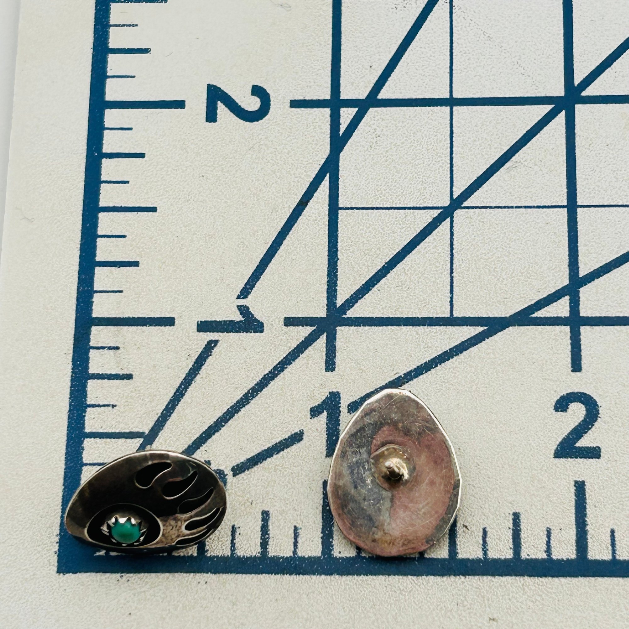 Navajo Sterling Turquoise Bear Claw Earrings