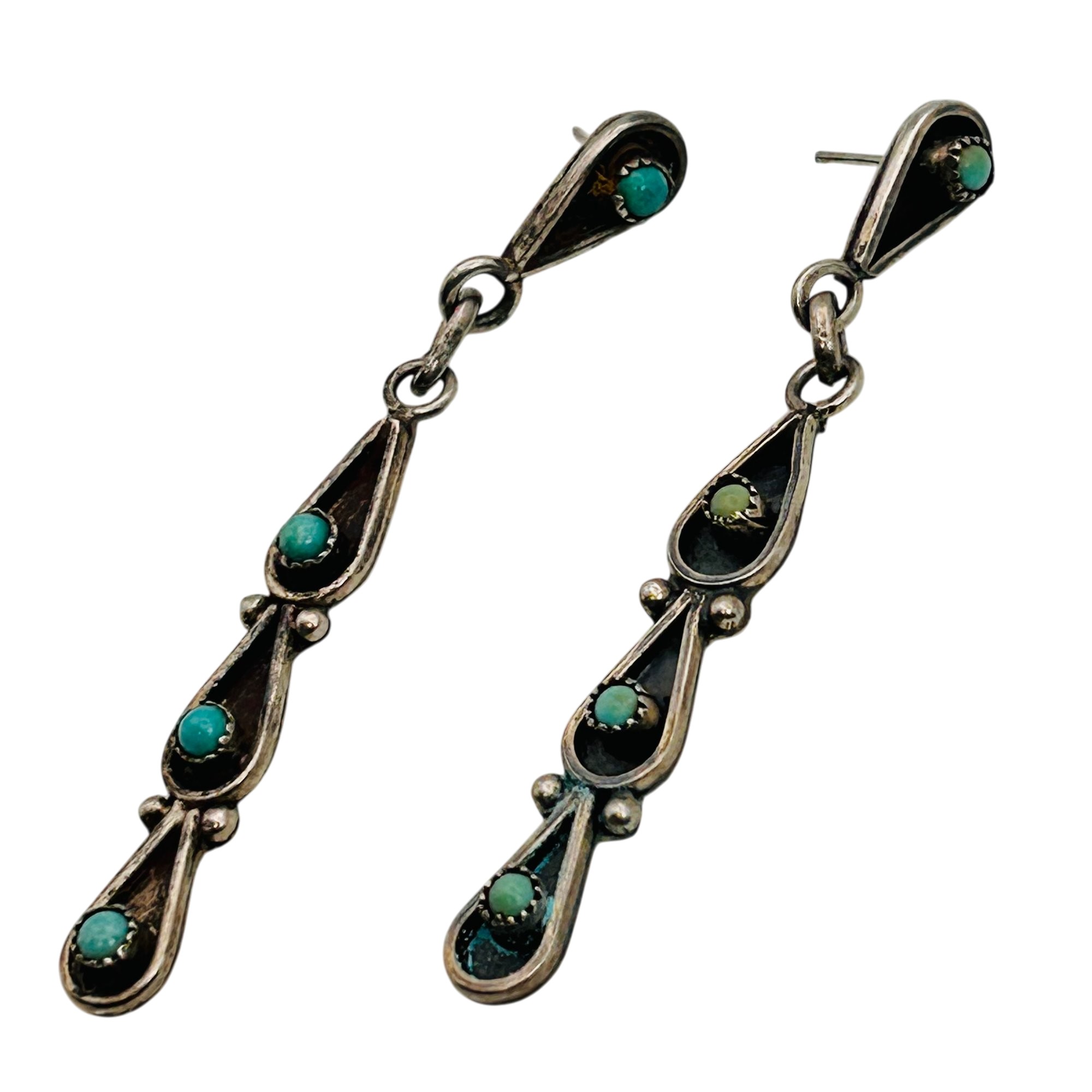 Vintage Zuni Sterling Snake Eye Earrings