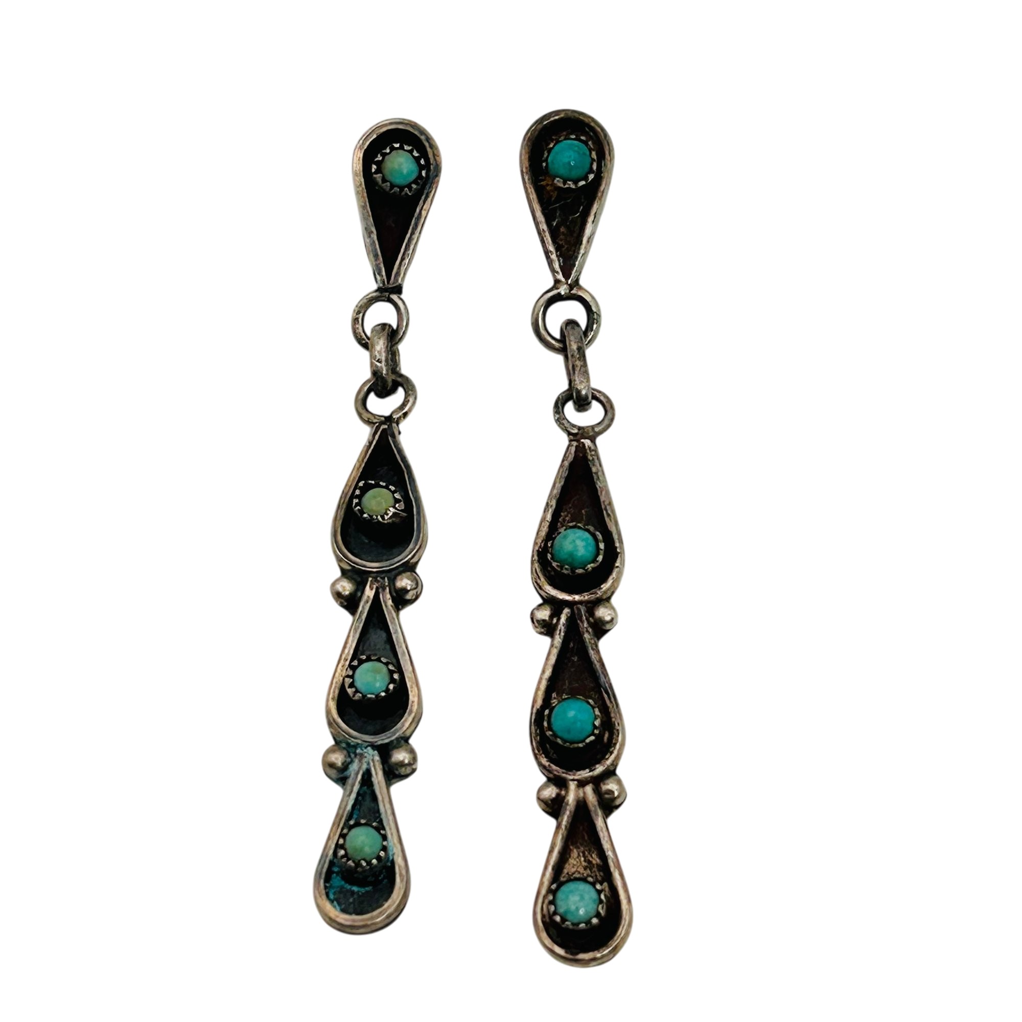 Vintage Zuni Sterling Snake Eye Earrings