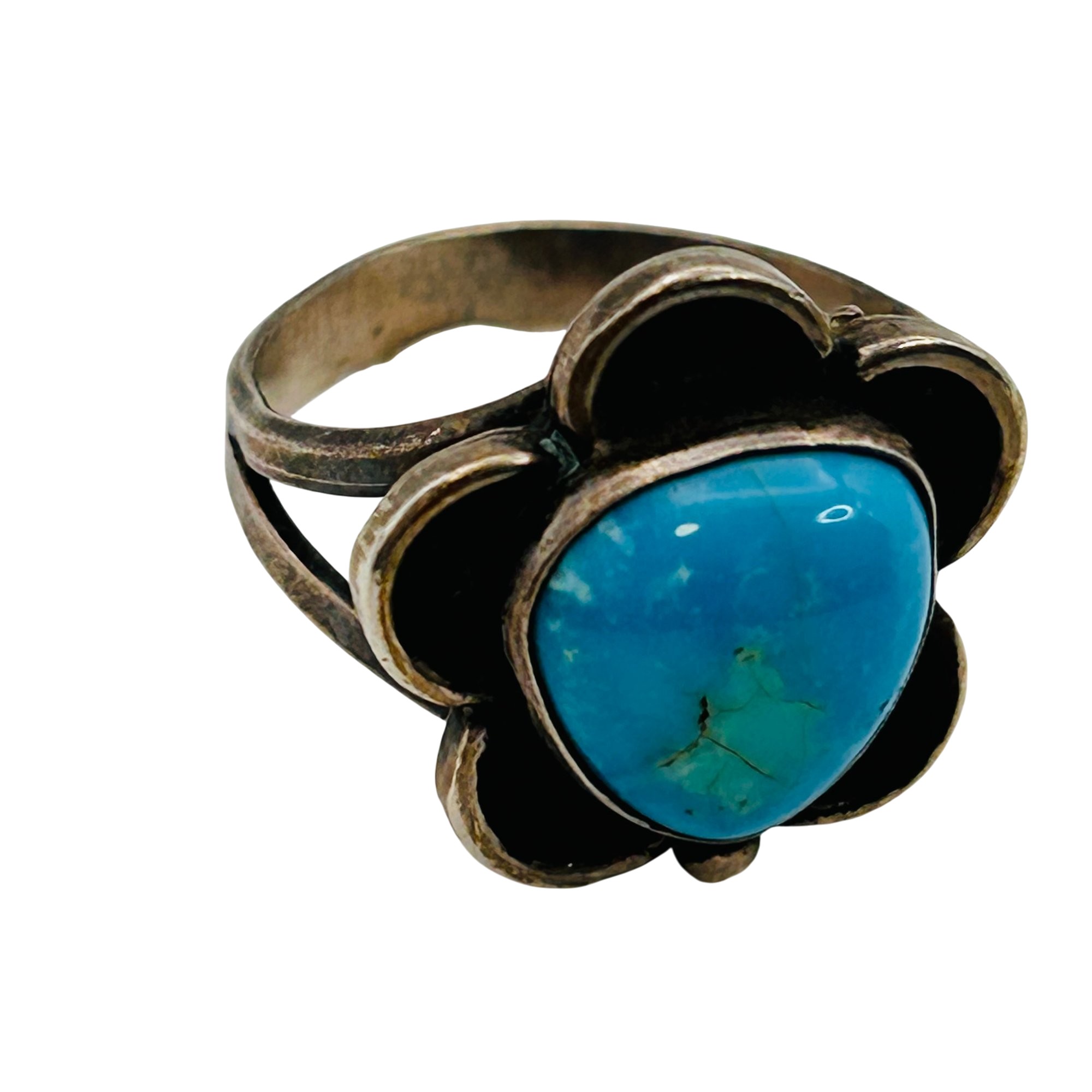 Navajo Sterling Flower Ring Sz 8