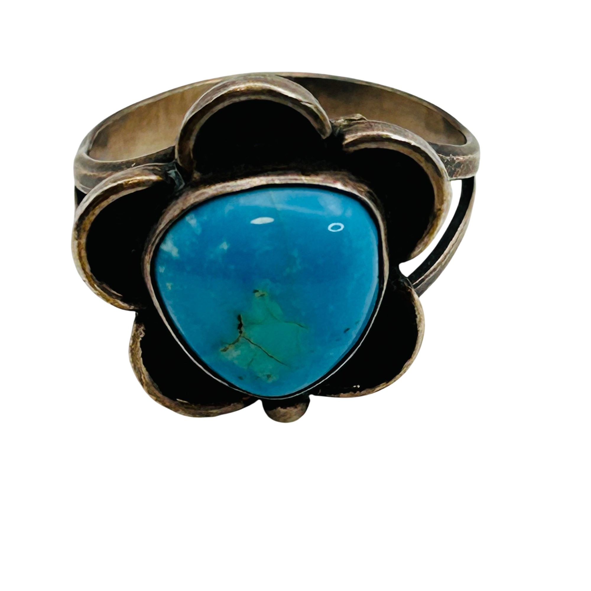 Navajo Sterling Flower Ring Sz 8