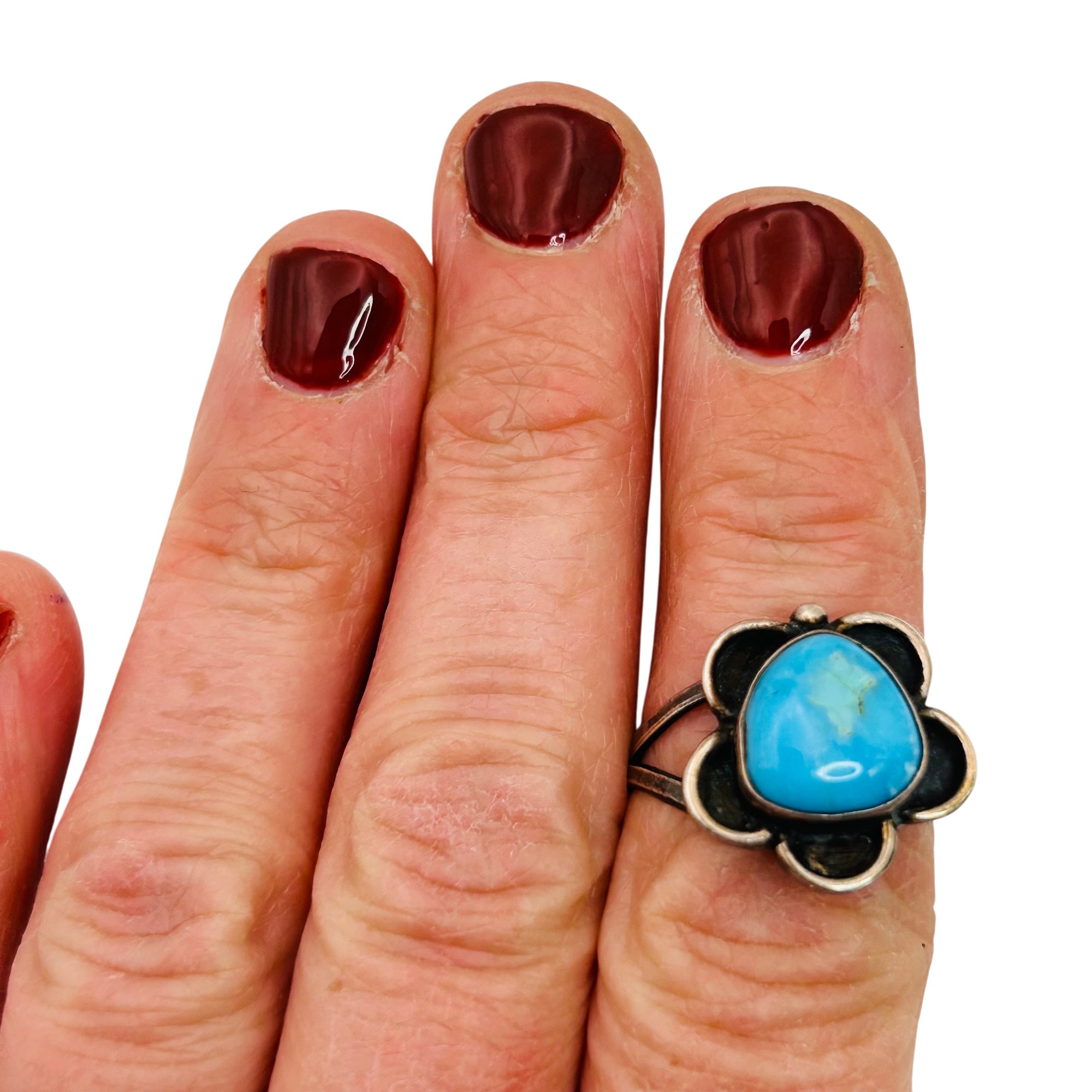 Navajo Sterling Flower Ring Sz 8