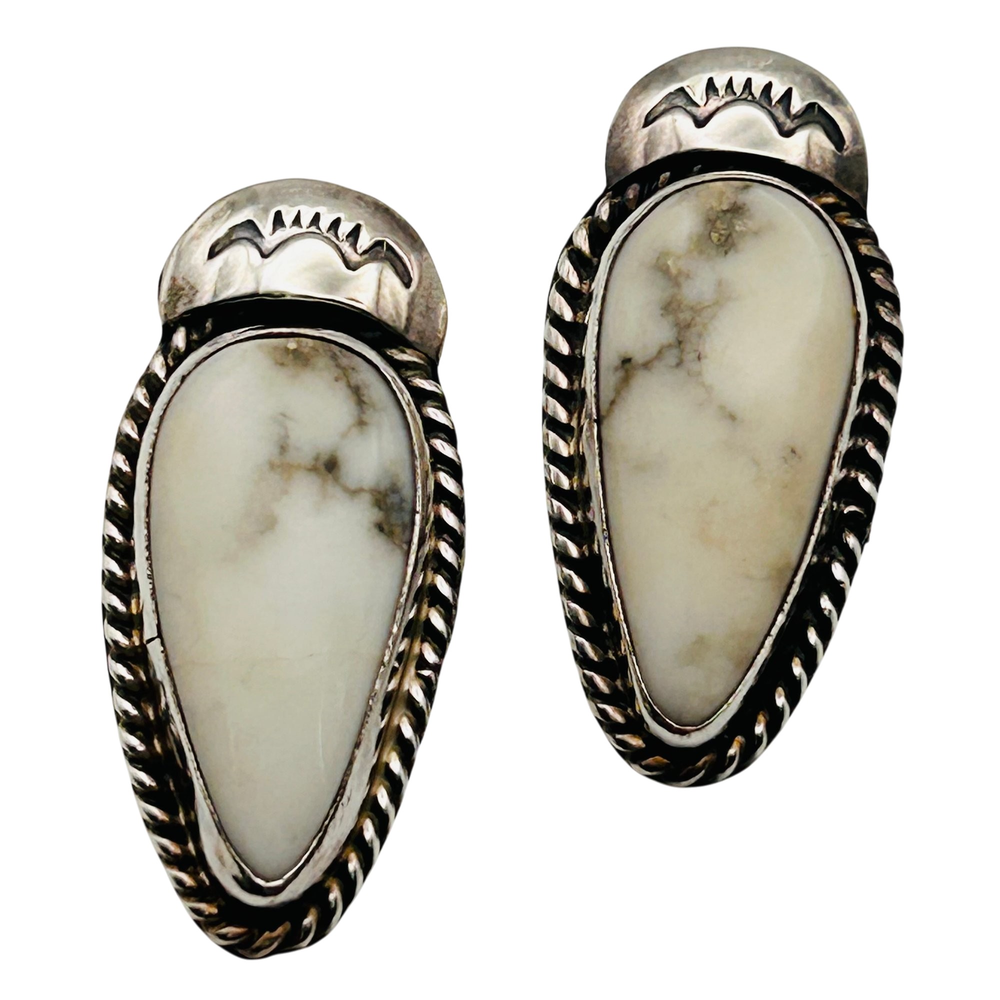 Alice McShirley Navajo Sterling White Buffalo Earrings