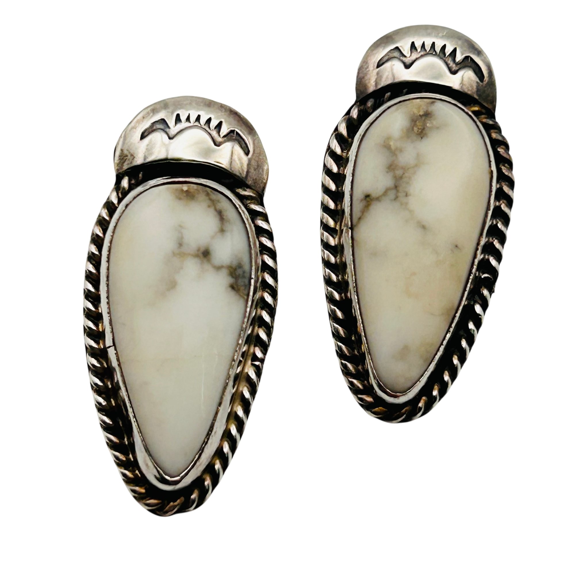 Alice McShirley Navajo Sterling White Buffalo Earrings