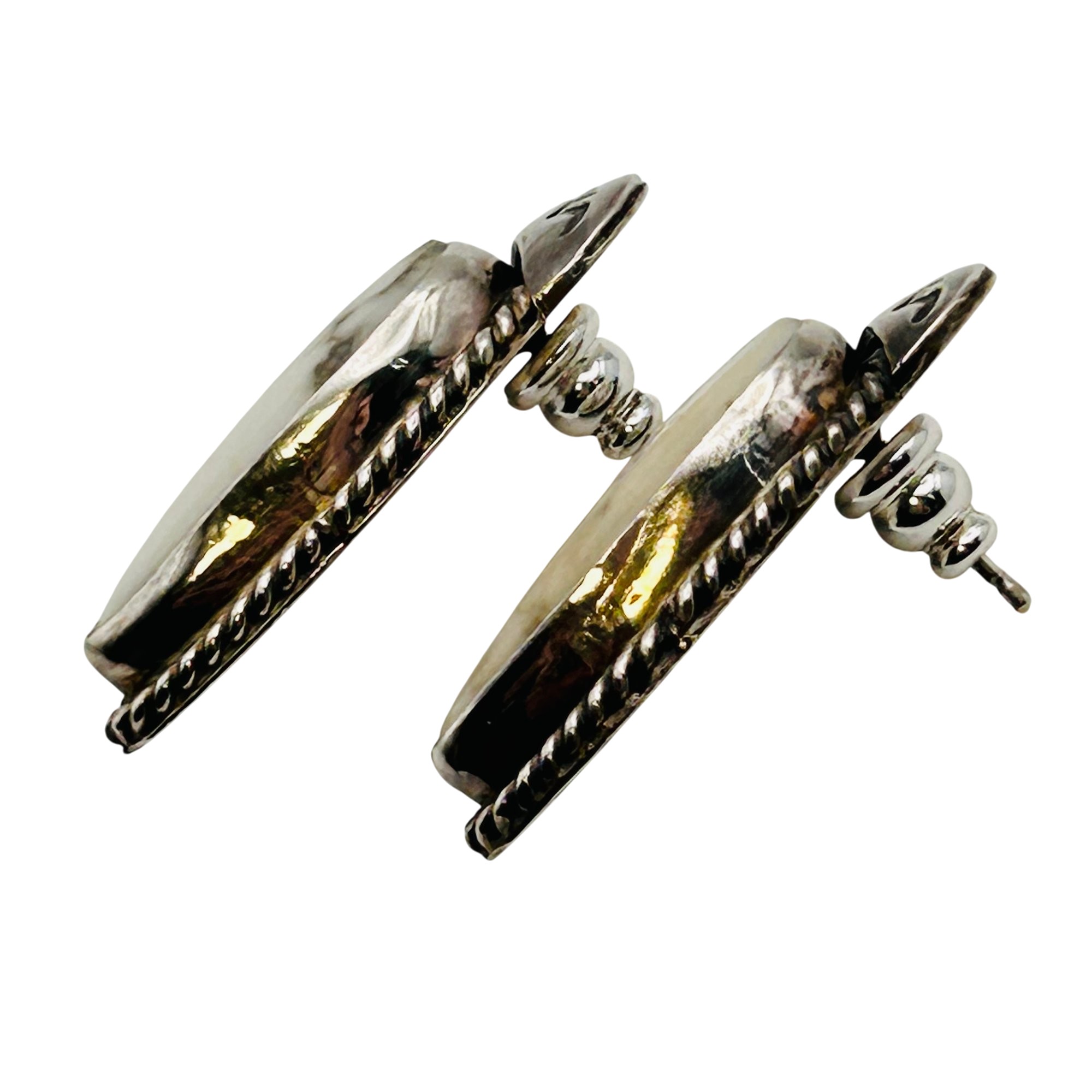 Alice McShirley Navajo Sterling White Buffalo Earrings