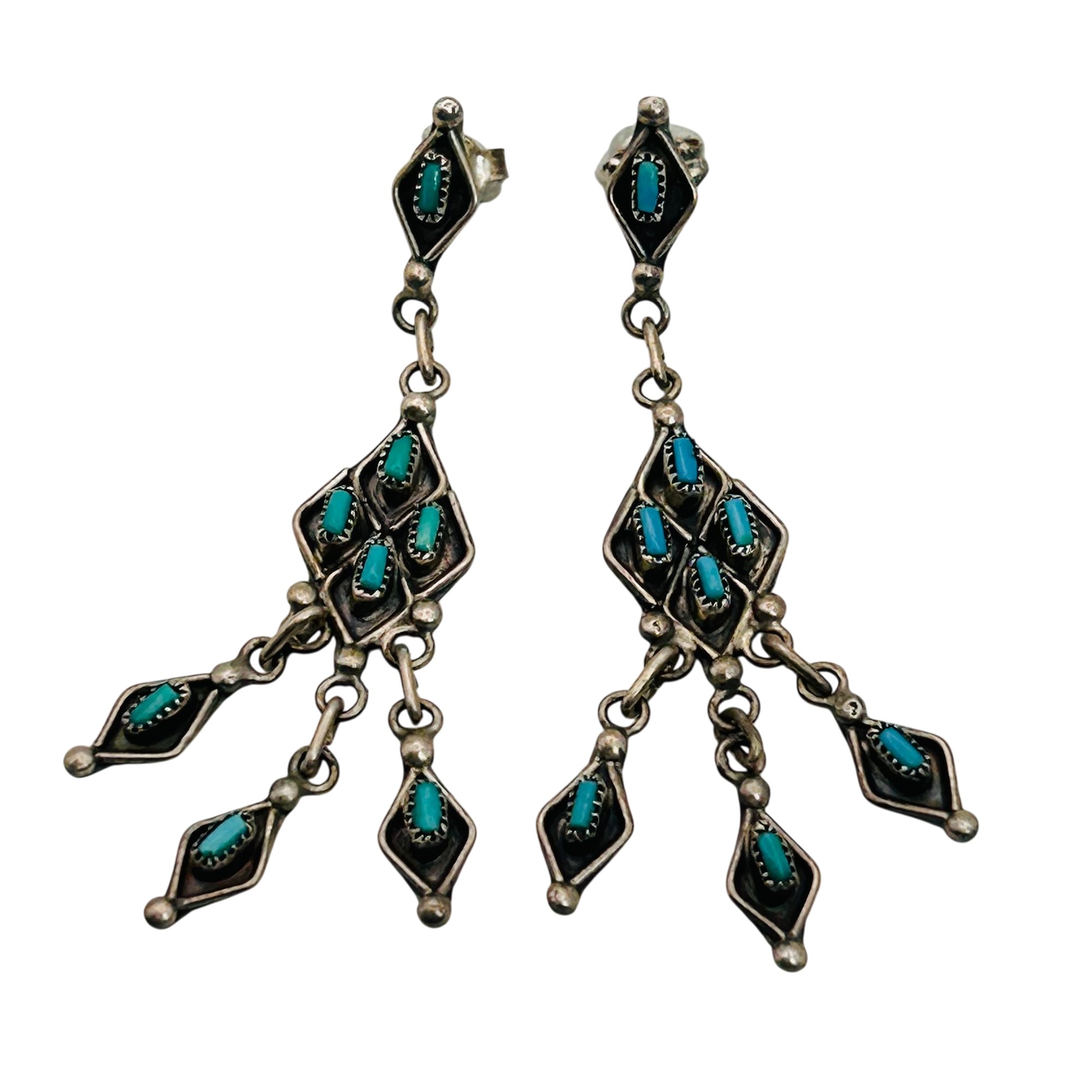 Vintage Zuni Sterling Needle Point Earrings